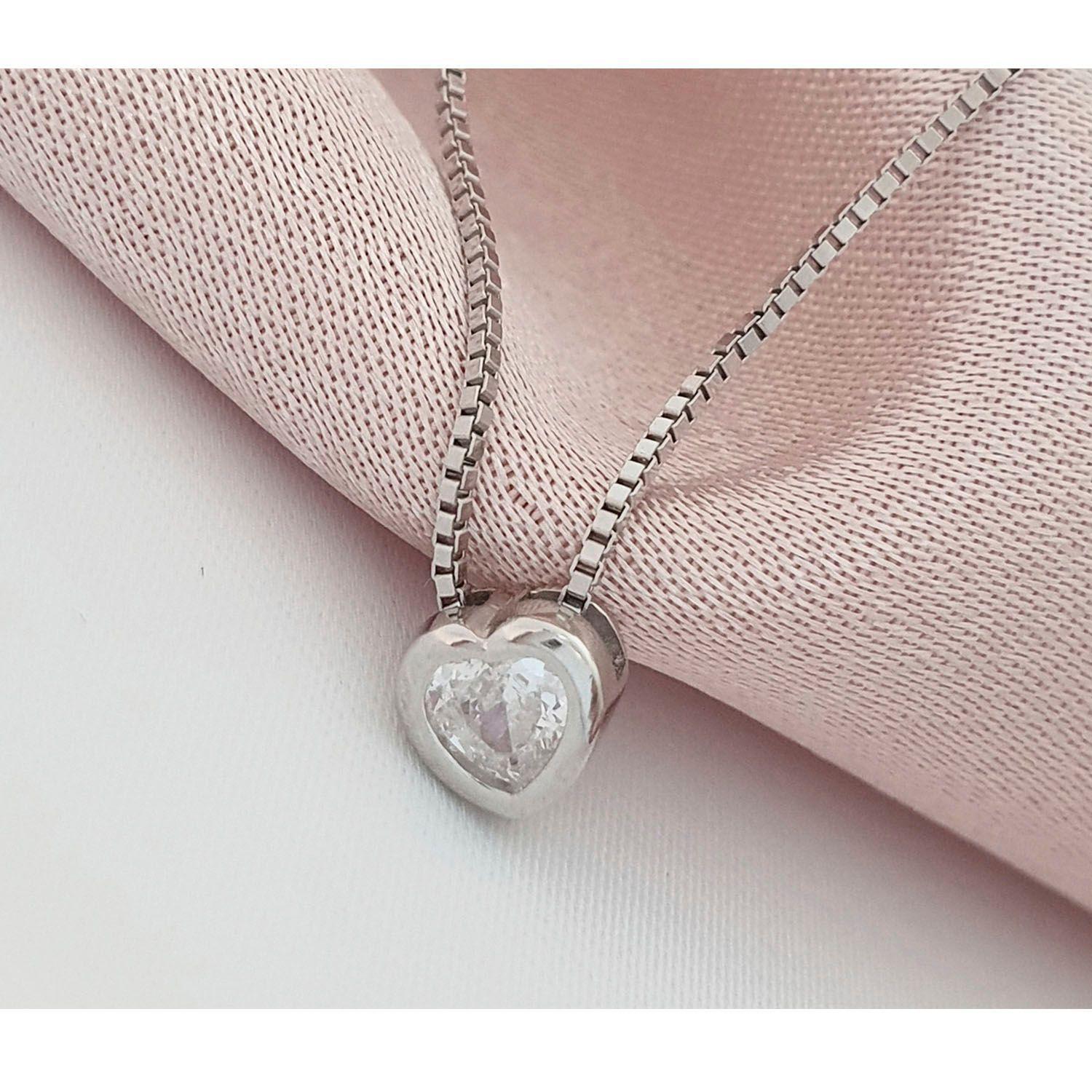 Collar Punto de Luz Corazón Plata 925 Fino-1