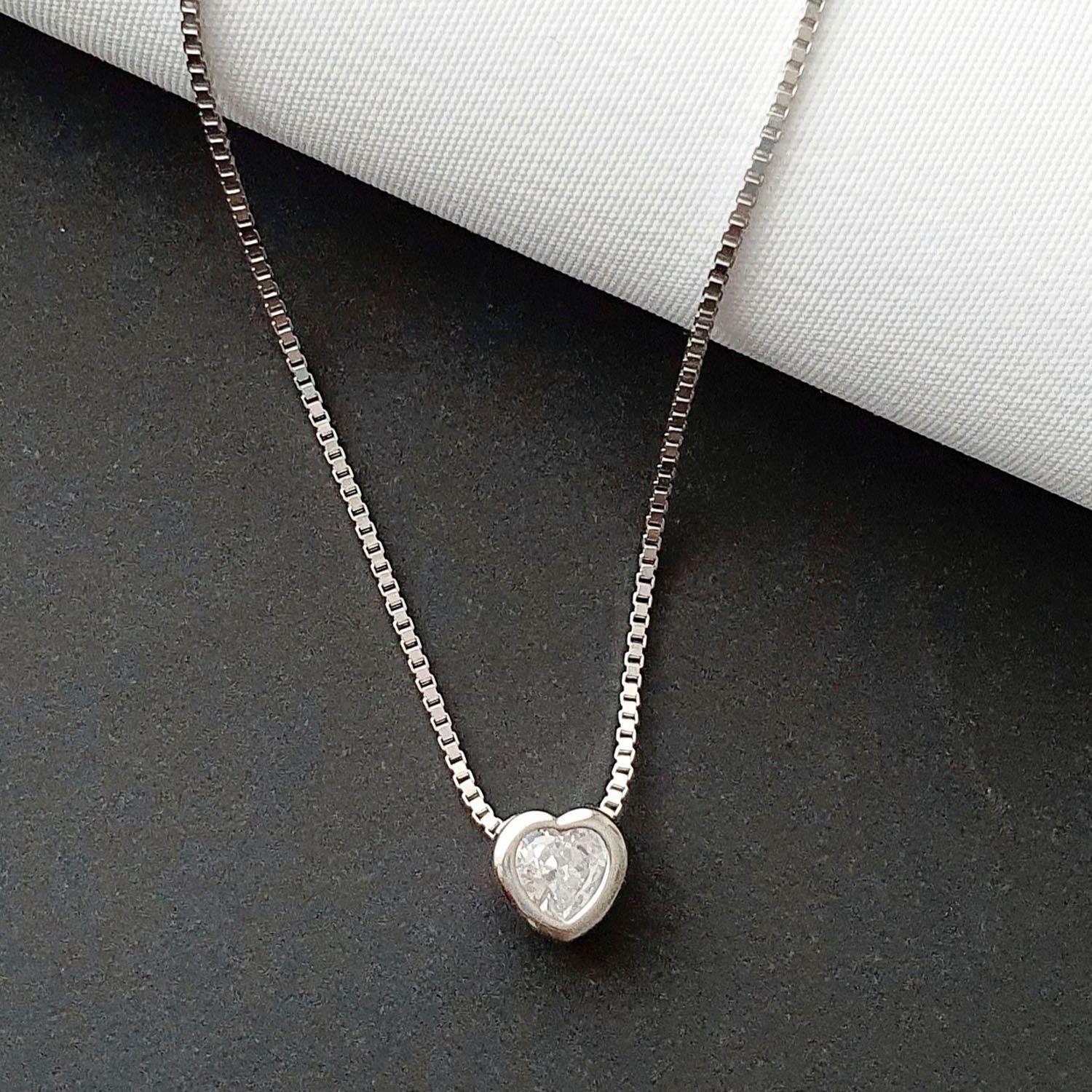 Collar Punto de Luz Corazón Plata 925 Fino-3