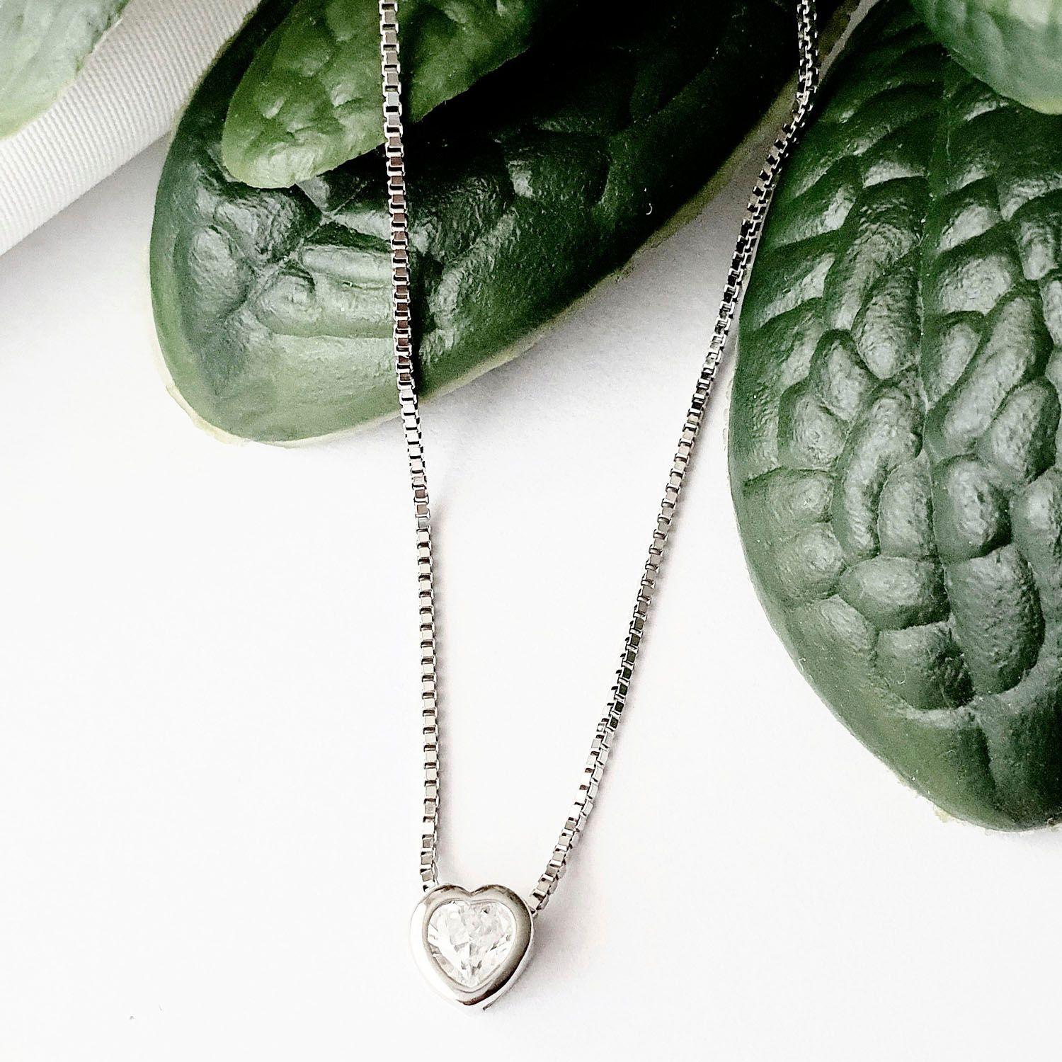 Collar Punto de Luz Corazón Plata 925 Fino-4