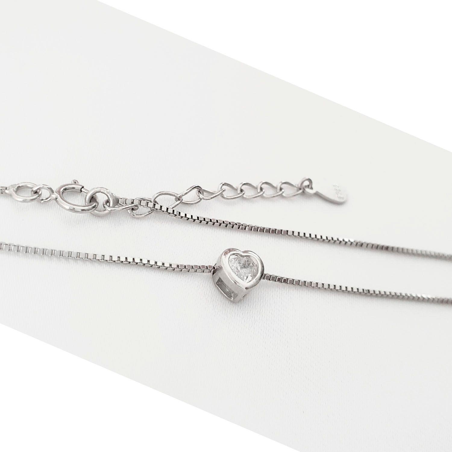 Collar Punto de Luz Corazón Plata 925 Fino-5