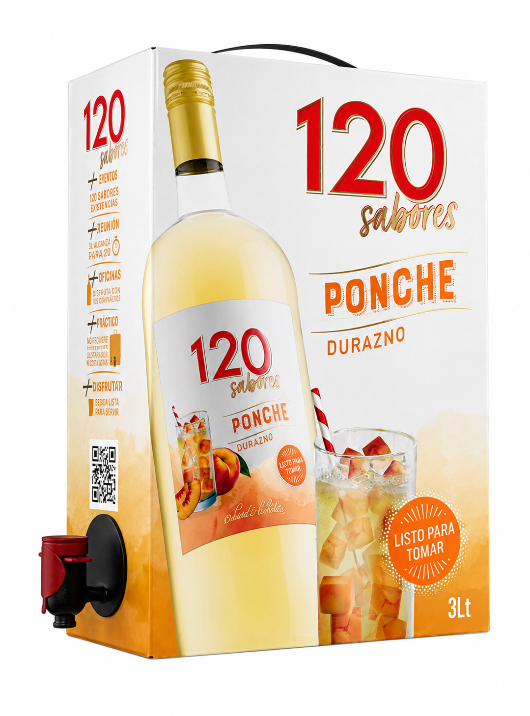 Coctel De Vino 120 Sabores Ponche Durazno Bag In Box 3 Lts-0