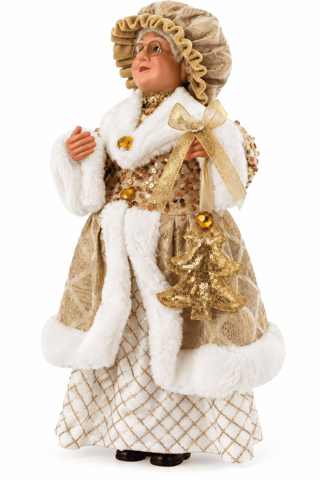 Adorno Navidad Sra Claus Dorado 45 CM-0