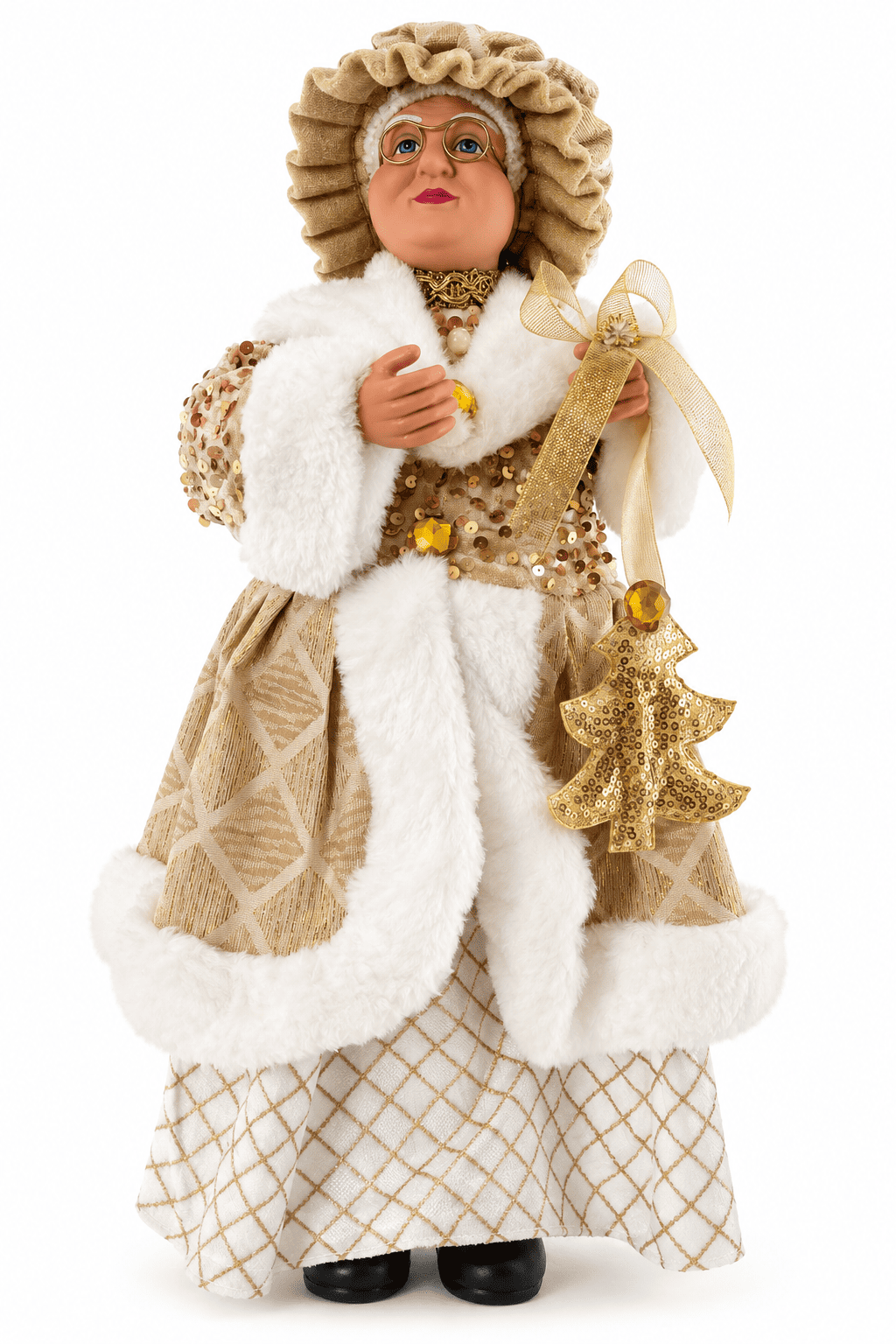 Adorno Navidad Sra Claus Dorado 45 CM-2