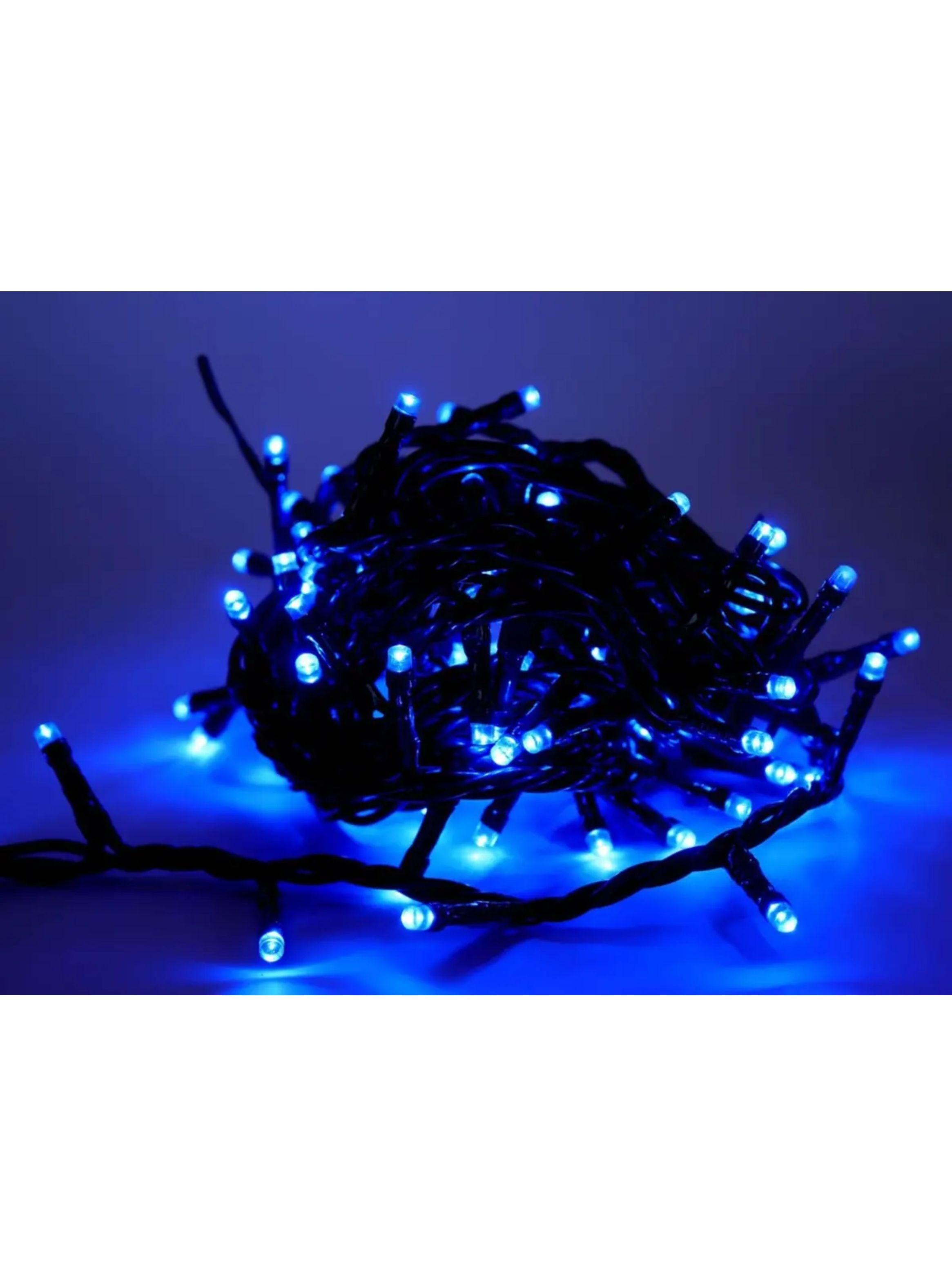 100 Luces Navidad Led Funciones Azul-2