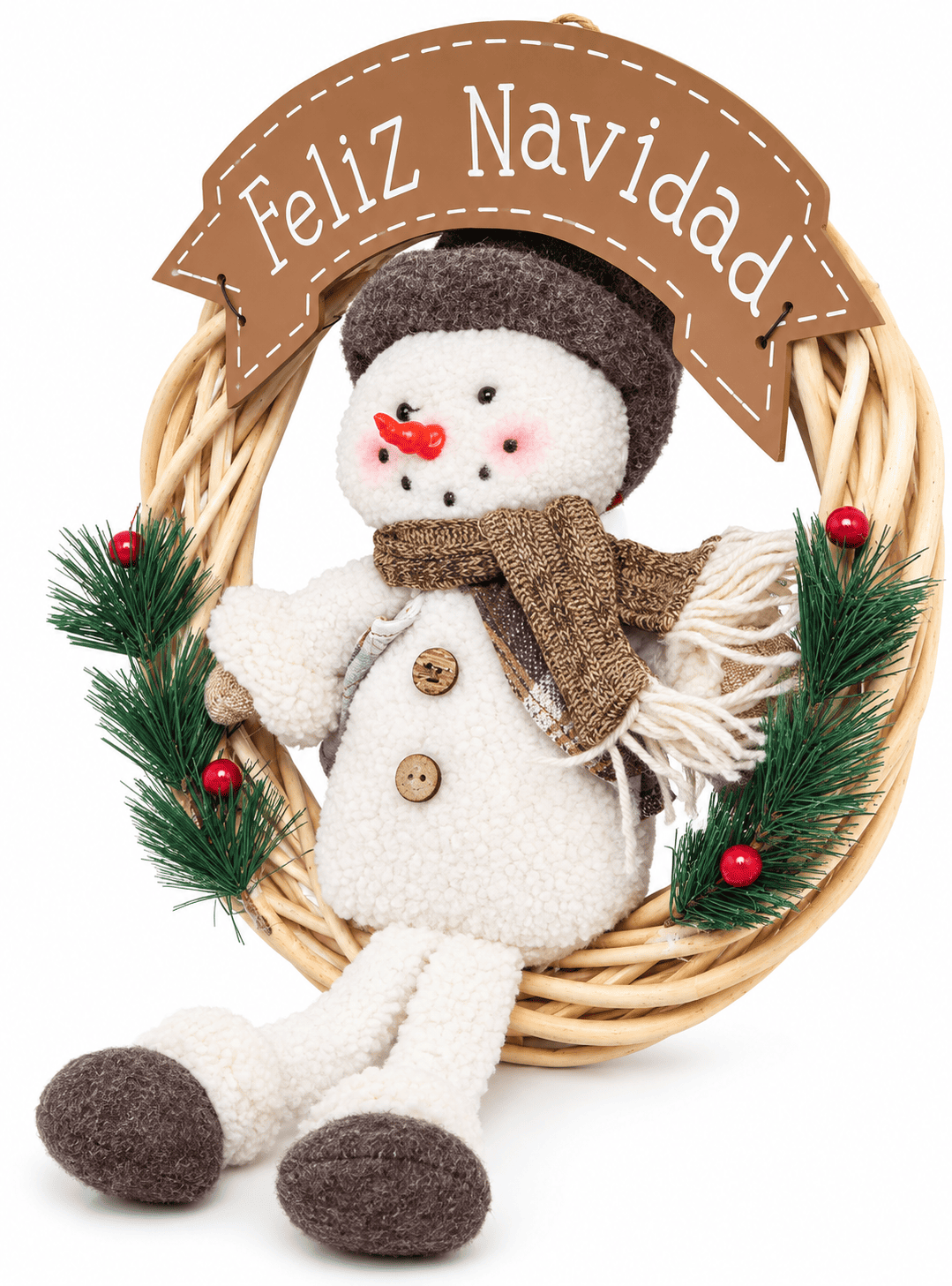 Corona Navidad Puerta Snowman White 30 CM-1