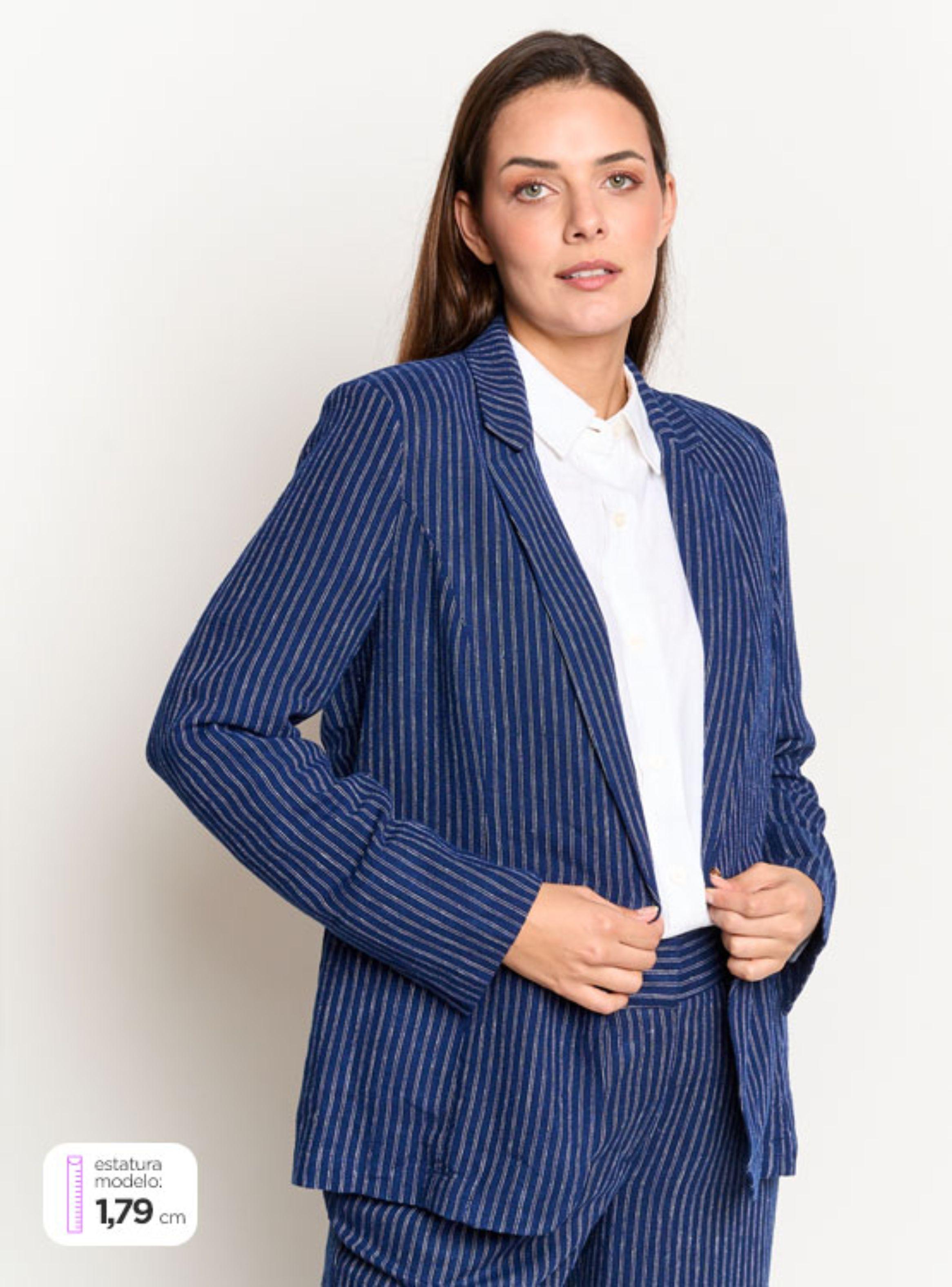 Blazer Cacharel Lino Ella Azul-0