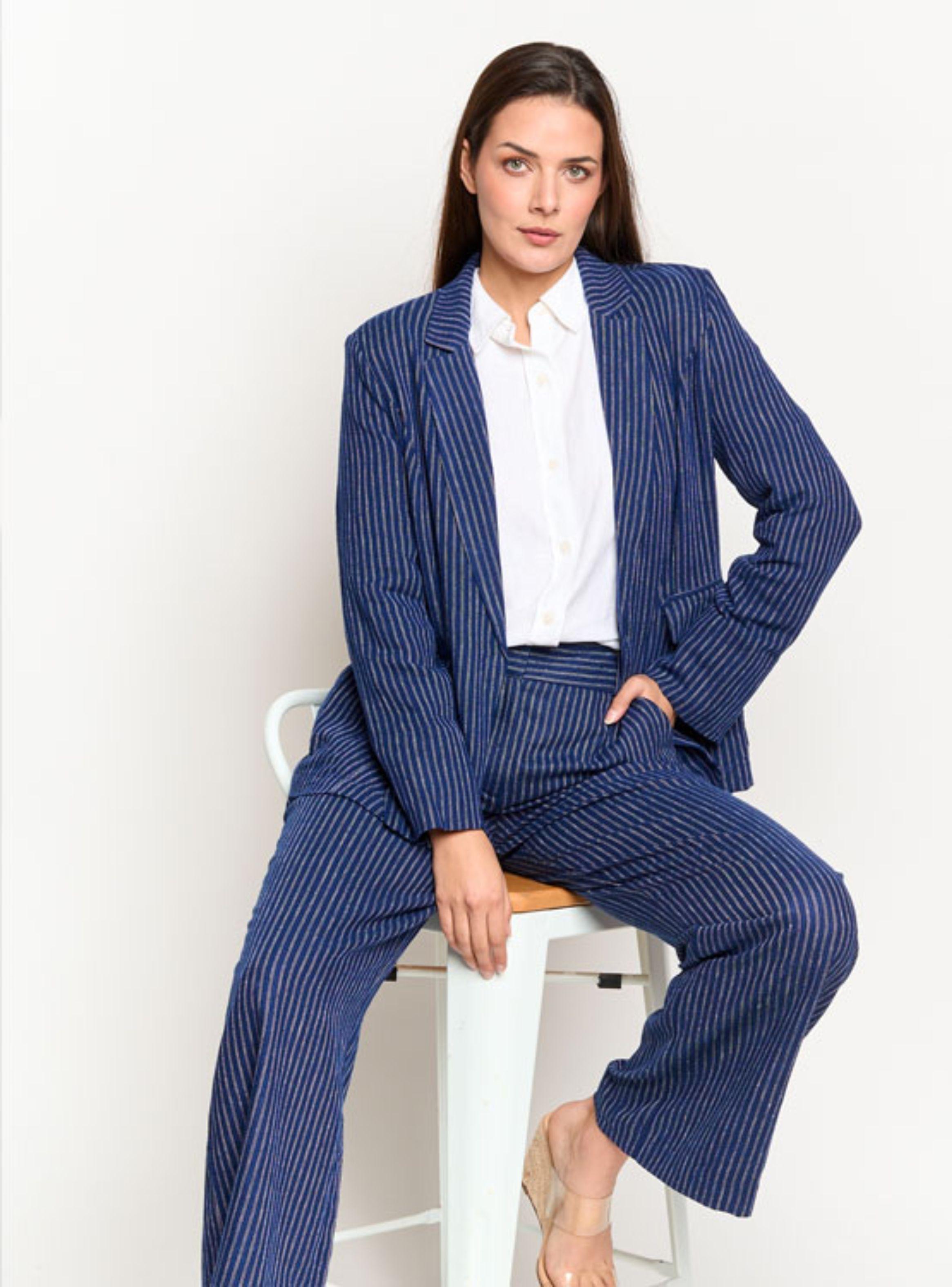 Blazer Cacharel Lino Ella Azul-3