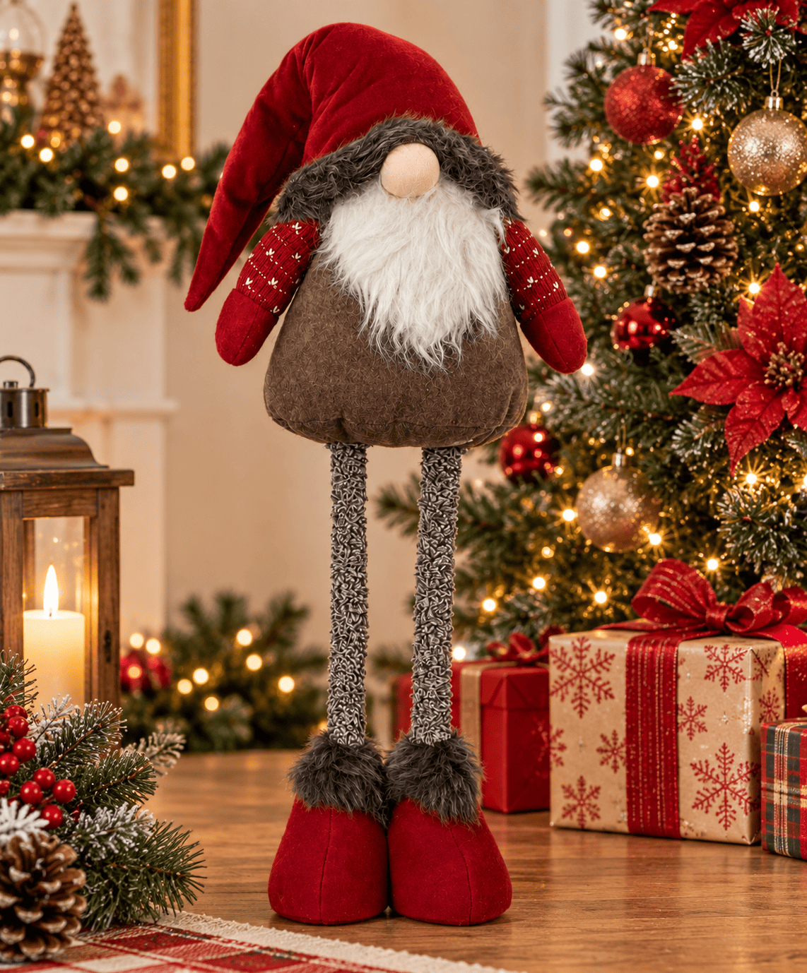 Muñeco de Navidad Extendible Gnomo Clasico Rojo 70 CM-2
