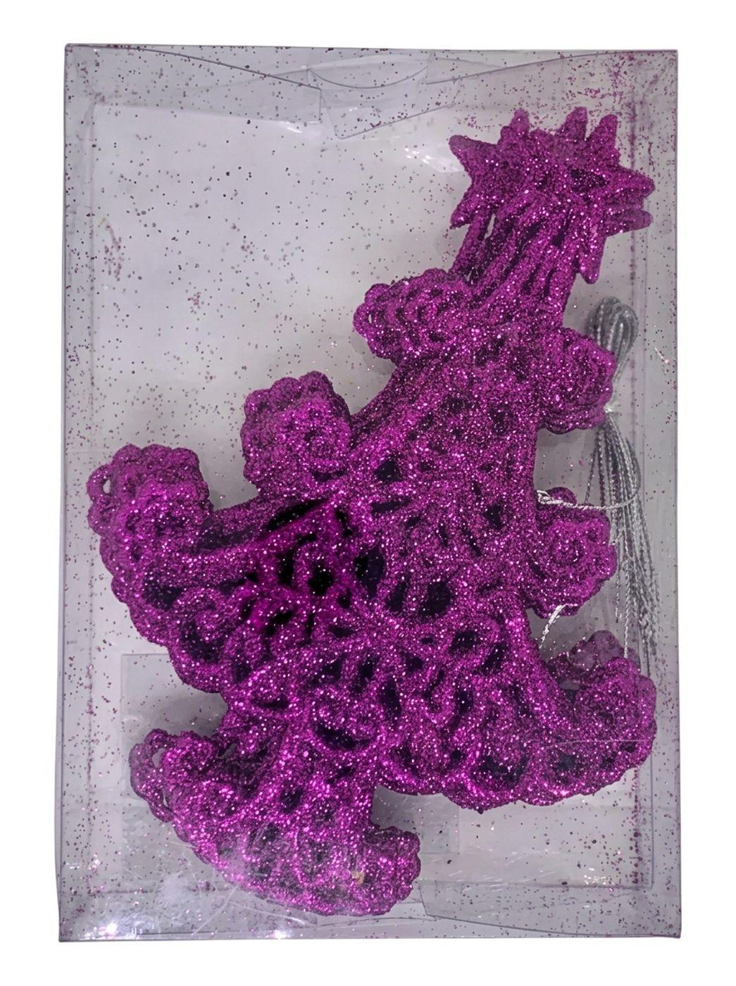Set X12 Adornos Arbol Pino Fucsia-0