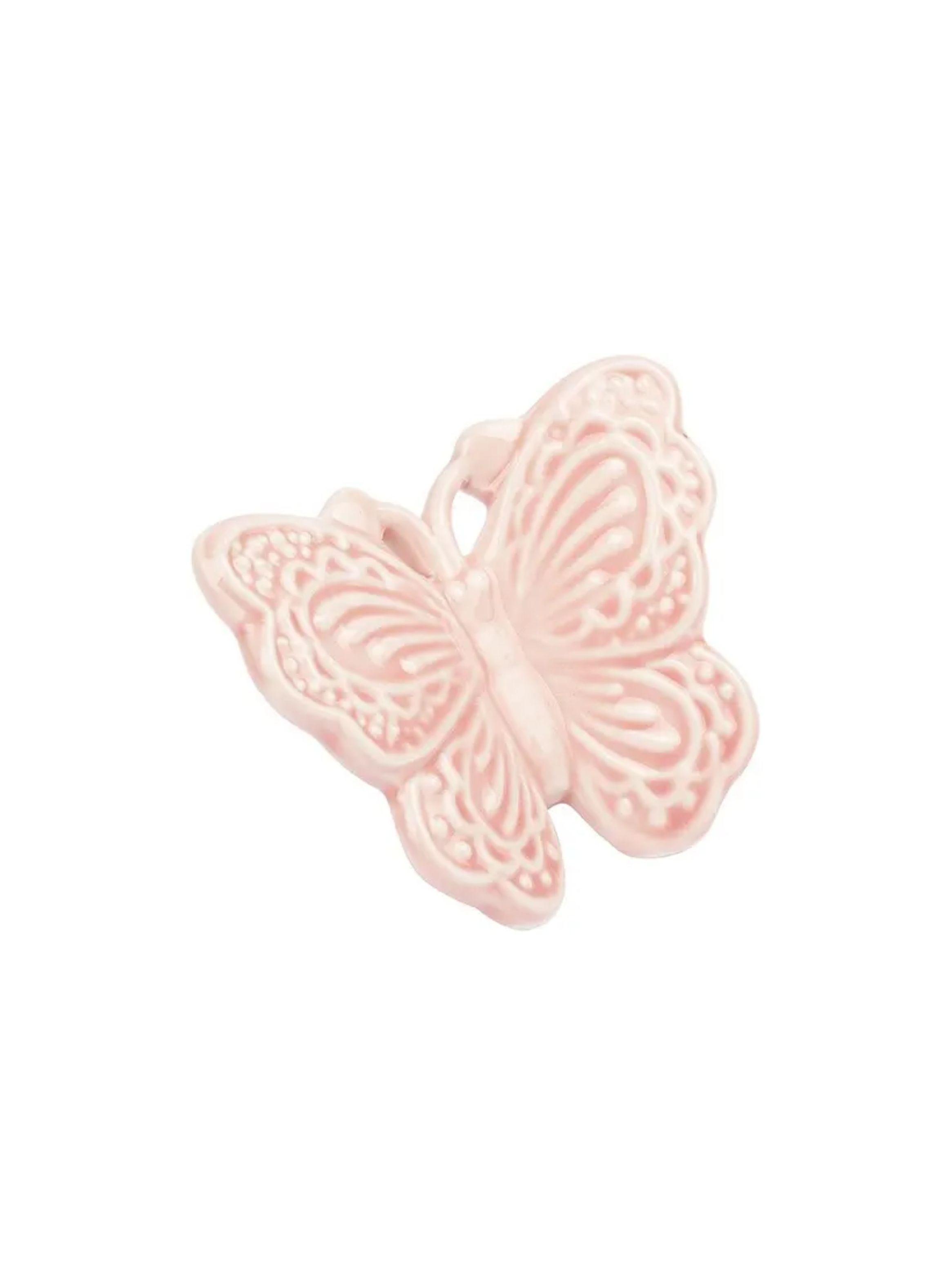 Combo X2 Figura Mariposa Ceramica Rosado 6 Cm-2