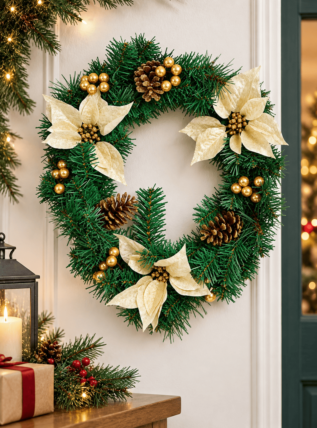 Corona de Navidad 50 CM Dorada-3
