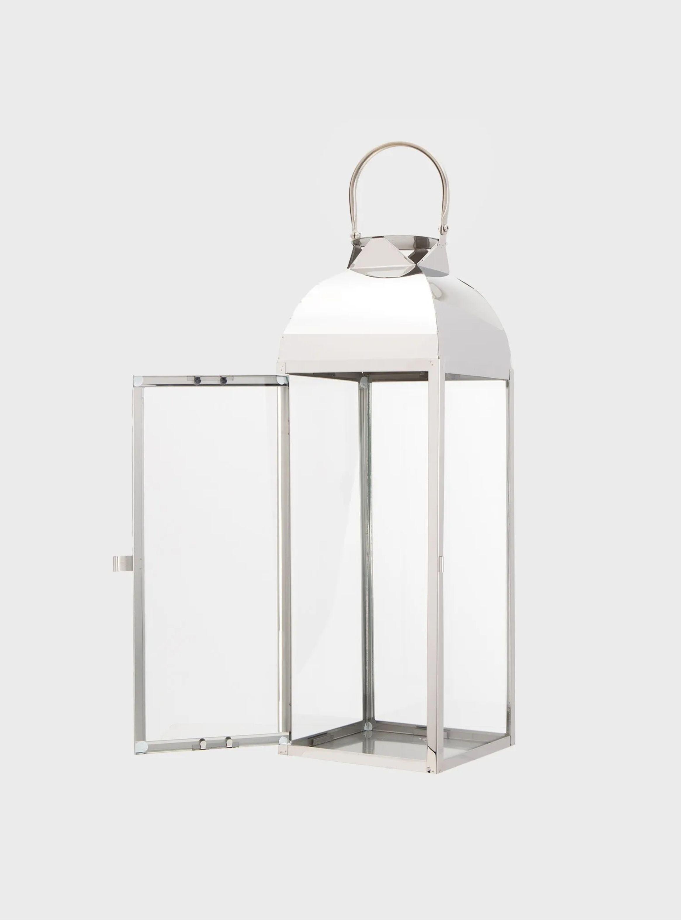 Set 2 Faroles Decorativos Metal Color Plata-4