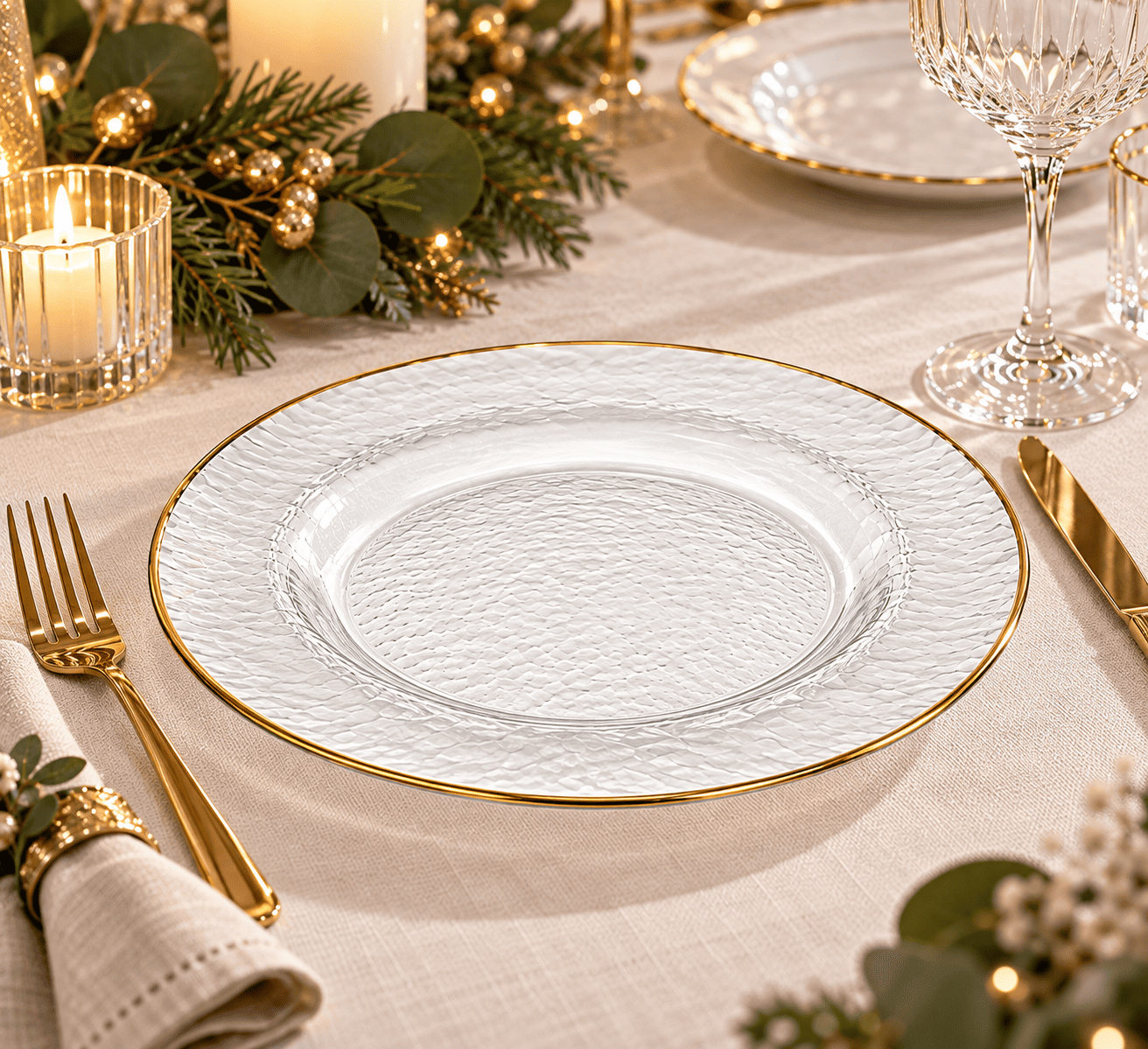 Plato Base Vidrio Borde Dorado 33 CM-1