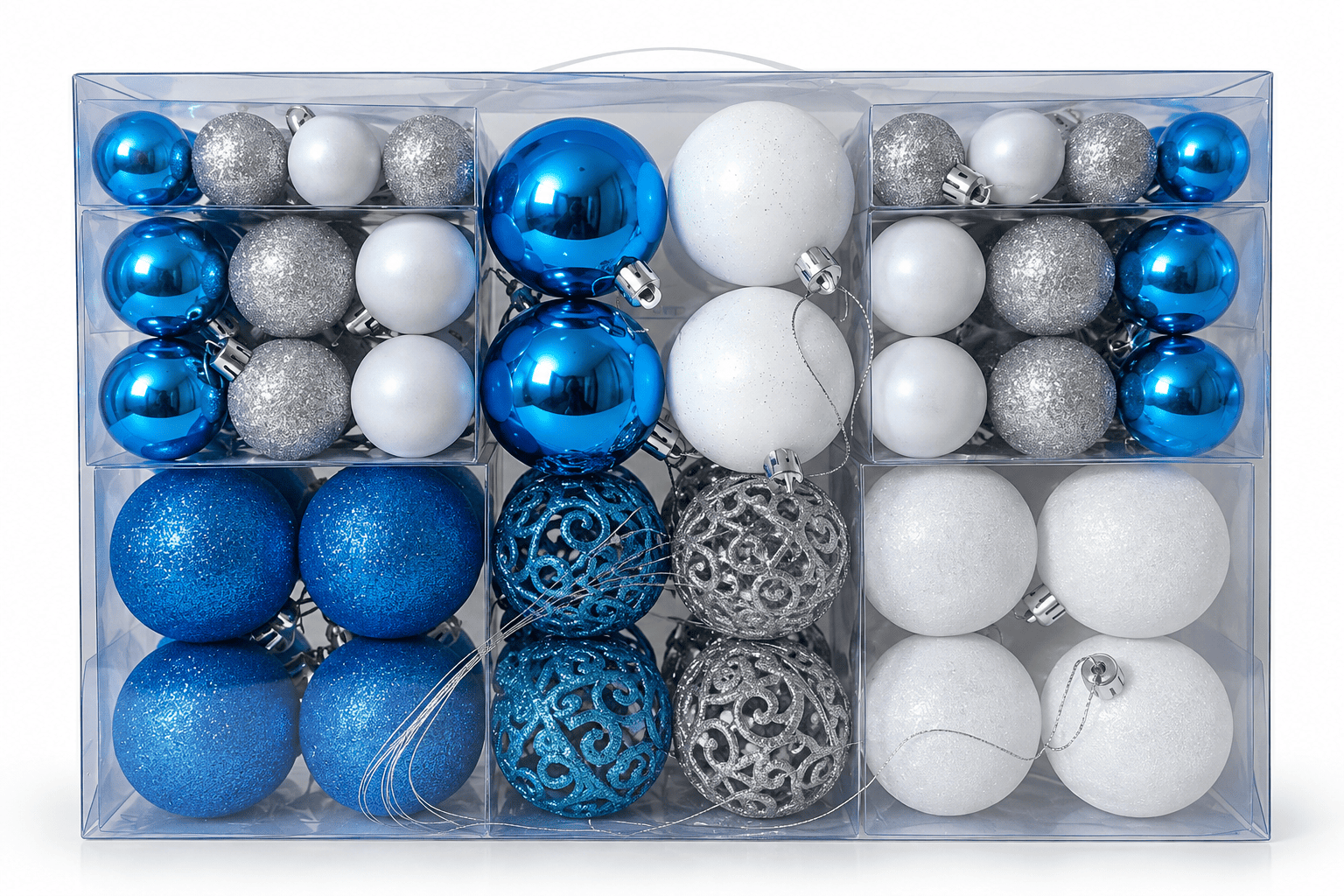 Set de 100 Esferas Navidad Mixto Azul-0