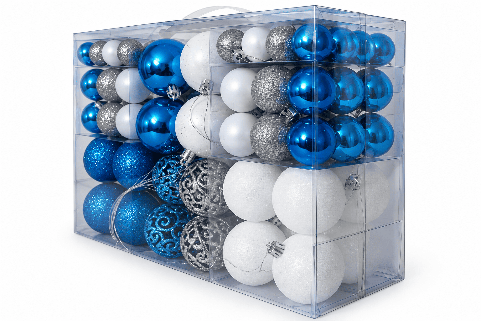 Set de 100 Esferas Navidad Mixto Azul-2