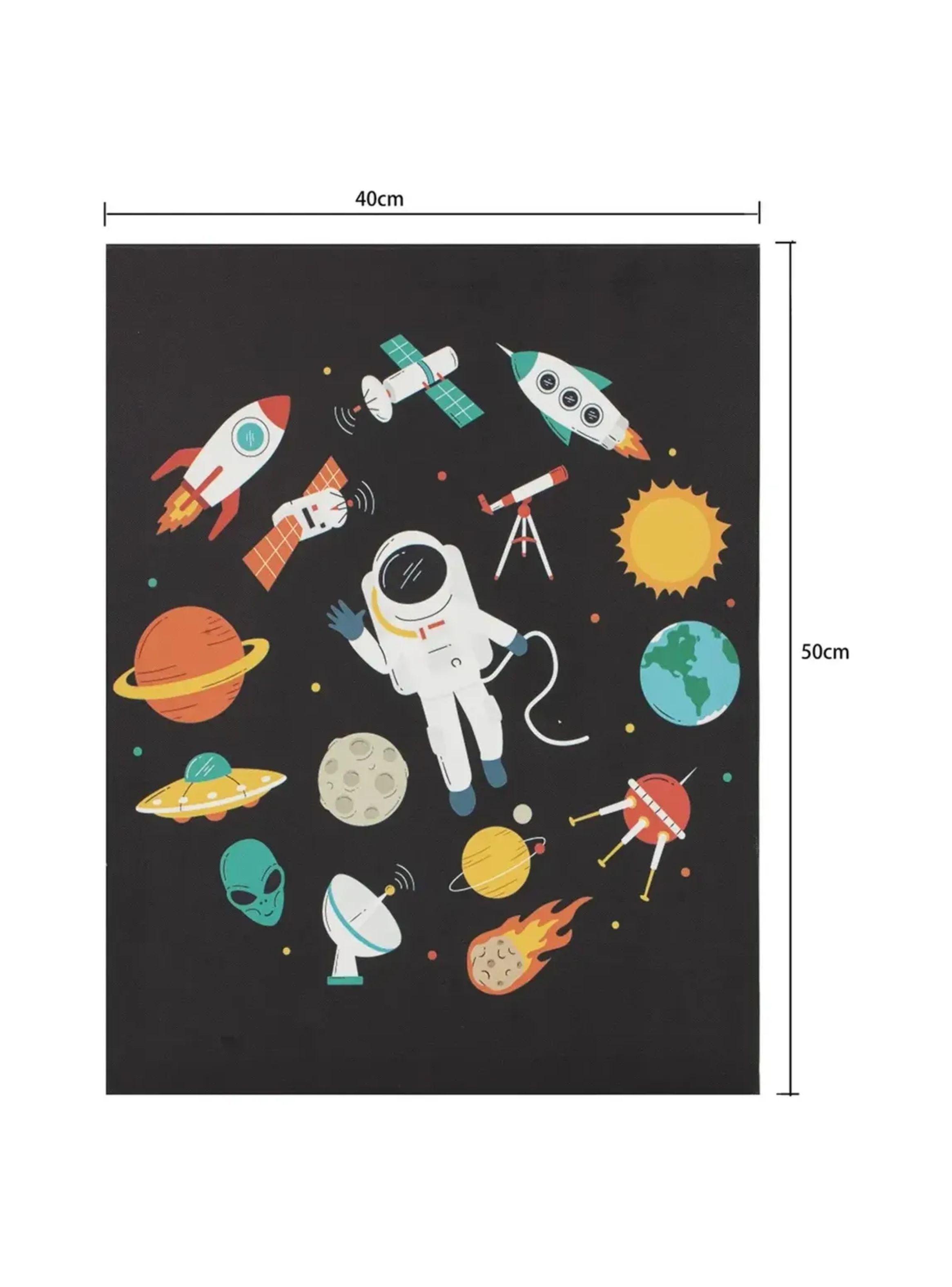 Set De 5 Canvas Decorativos Astronauta 40 X 50 Cm-6