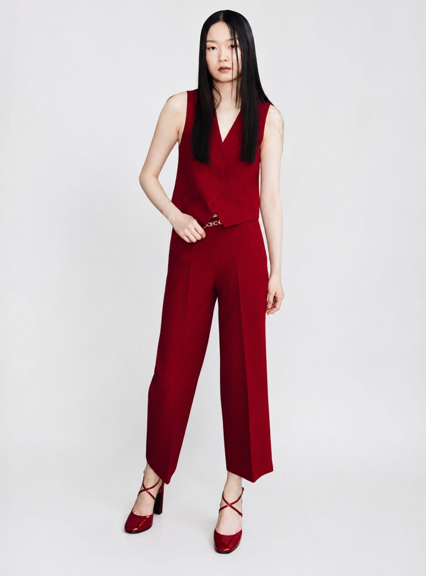 Blazer Sfera Sin Mangas Rojo-5
