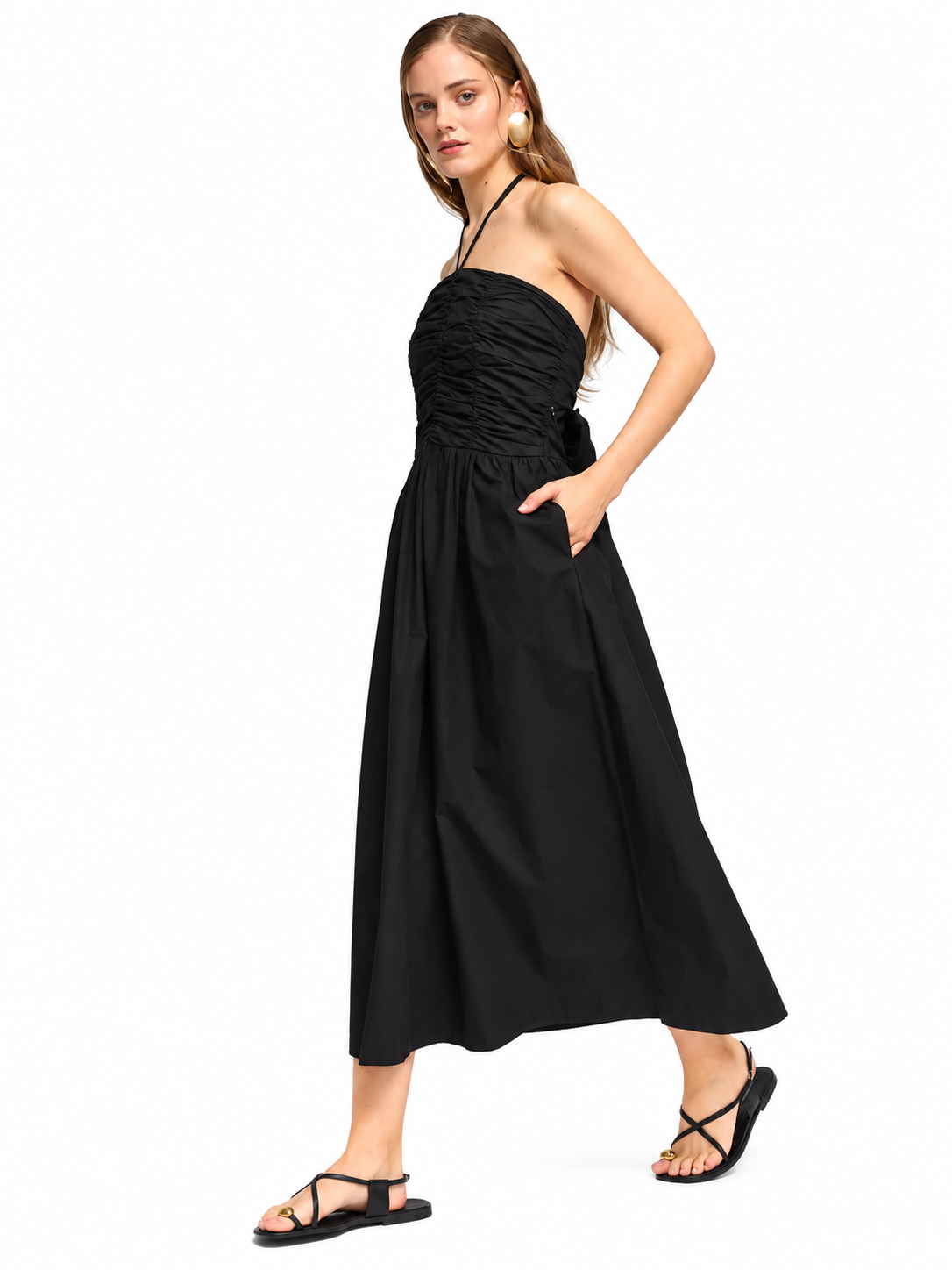 Vestido Marquis Midi Drapeado Negro-1