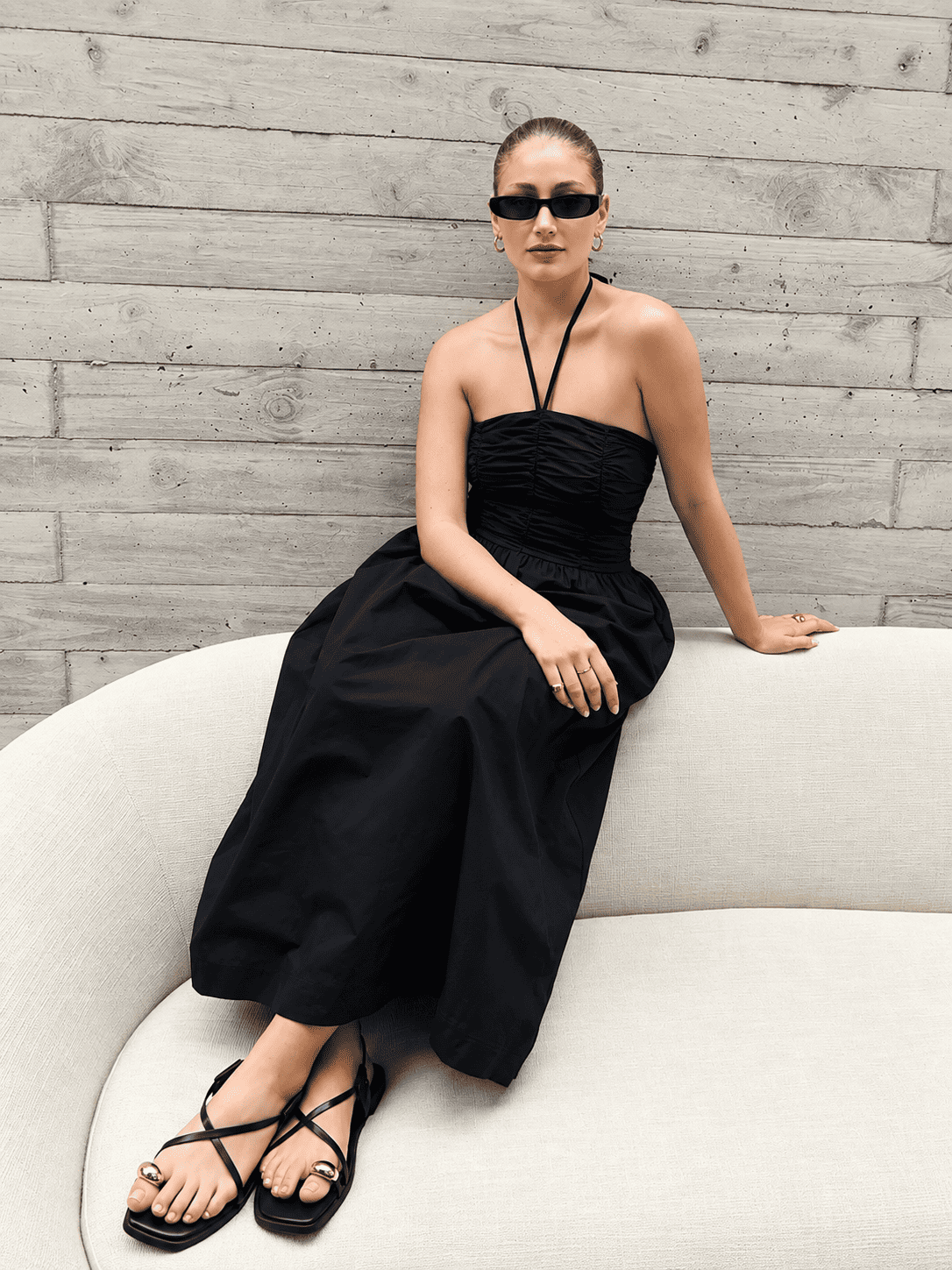 Vestido Marquis Midi Drapeado Negro-5