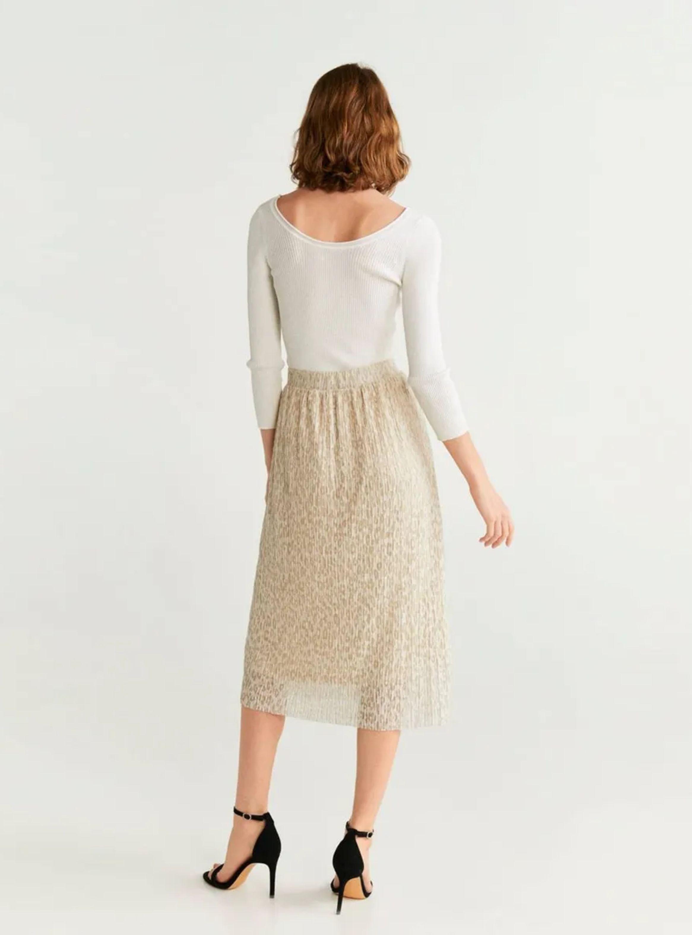 Falda Mango 51073784 Leopardo Arena-2