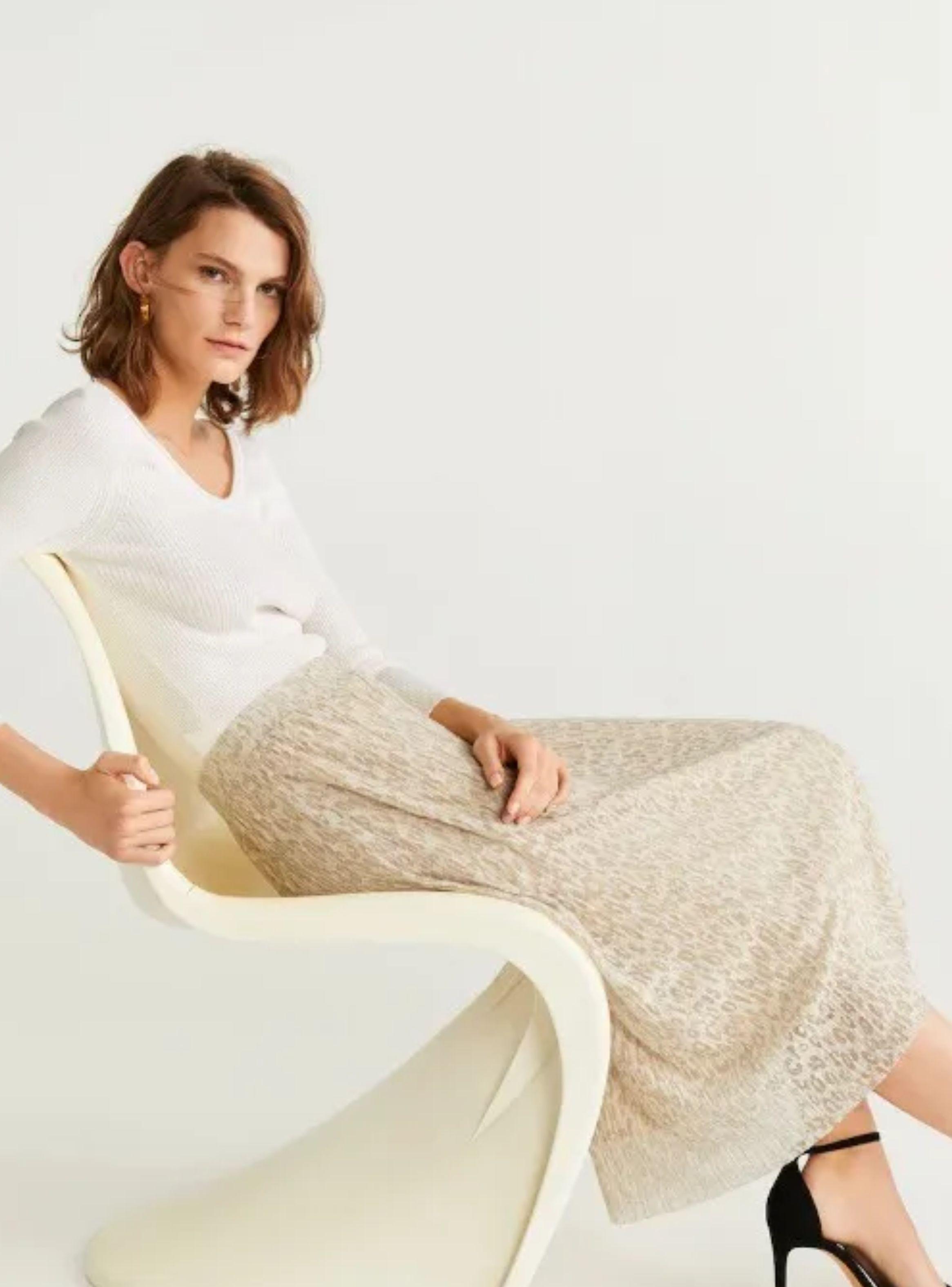 Falda Mango 51073784 Leopardo Arena-4