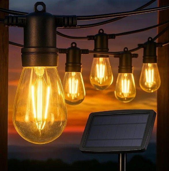 Guirnalda Solar LED 10 Metros con 10 Ampolletas de Luz Cálida-2