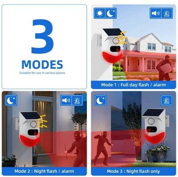 Alarma Solar Exterior con Sensor PIR - Seguridad Inalámbrica 120dB -2