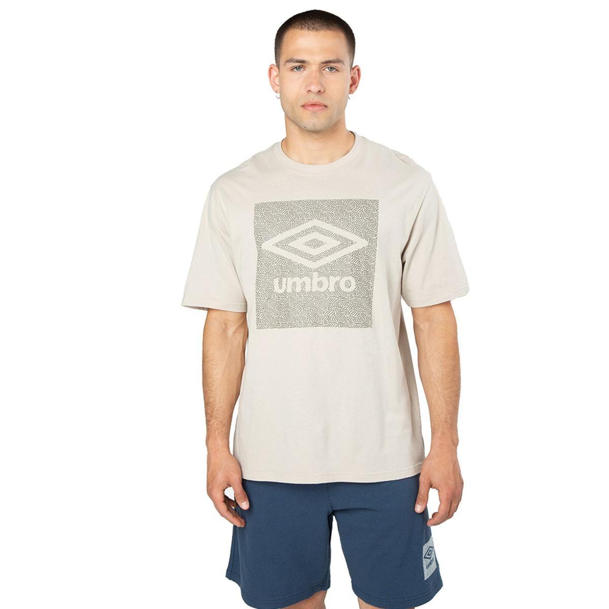 Polera Umbro Essentials Big Logo Square Hombre Beige-0