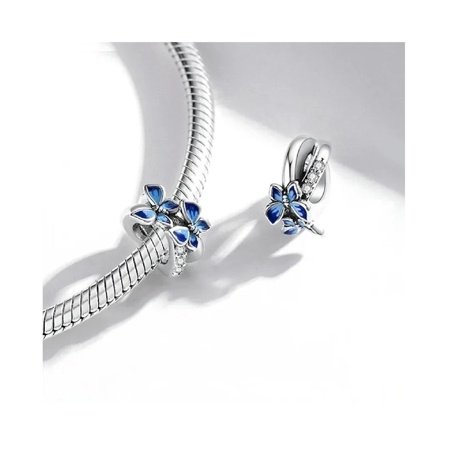 Charm Mariposas Azules en Plata Fina 925 SILVER HEART-2