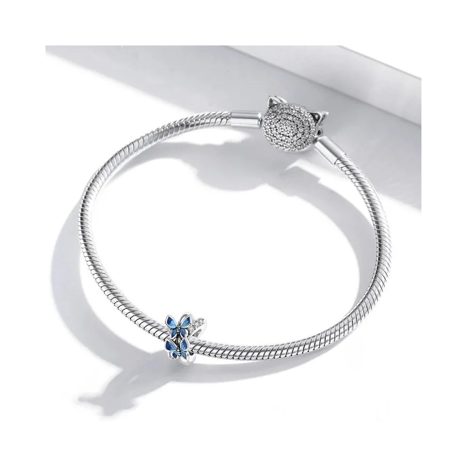 Charm Mariposas Azules en Plata Fina 925 SILVER HEART-3