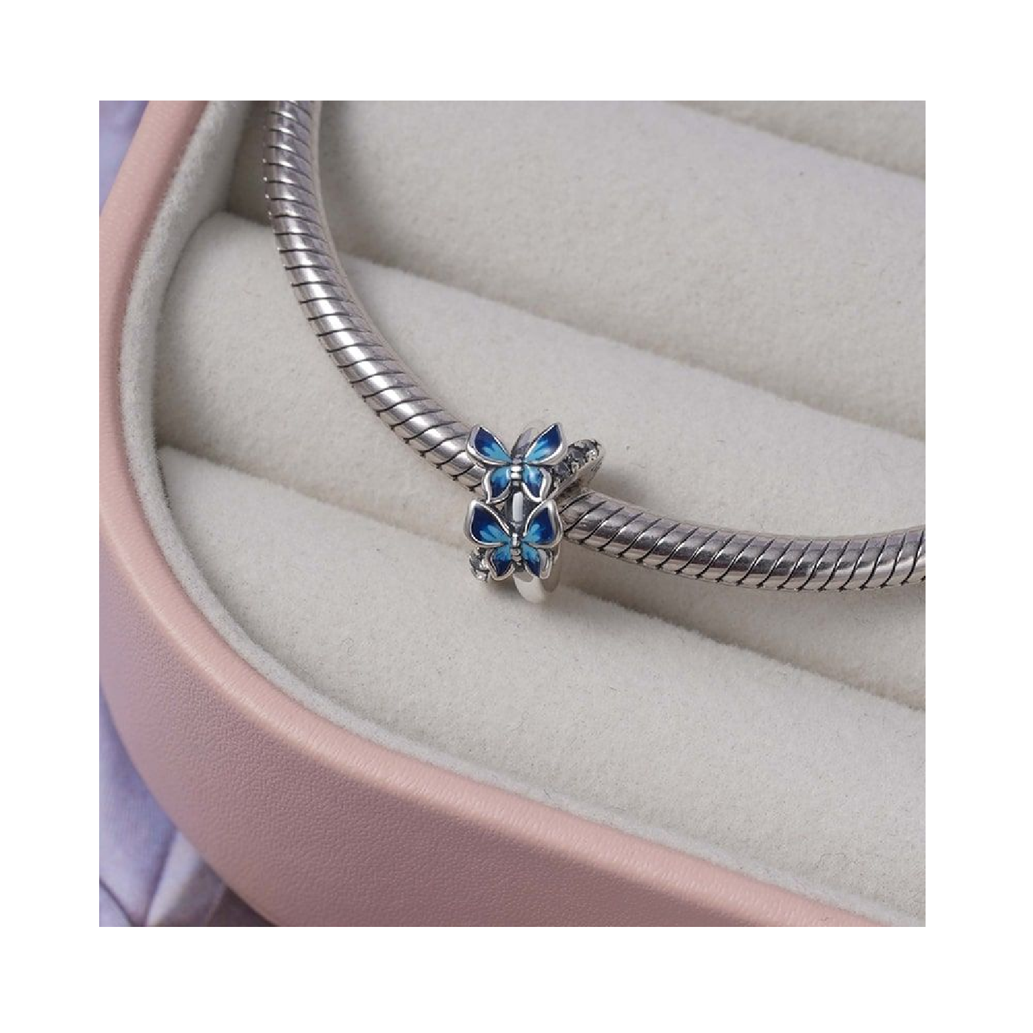 Charm Mariposas Azules en Plata Fina 925 SILVER HEART-5
