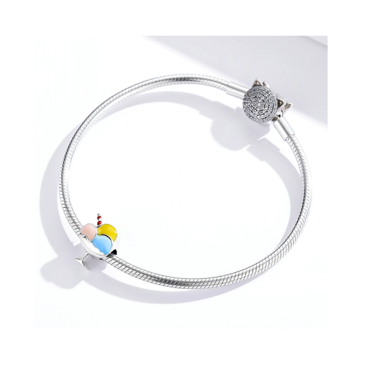 Charm Copa De Helado Tricolor En Plata 925 Silver Heart-3
