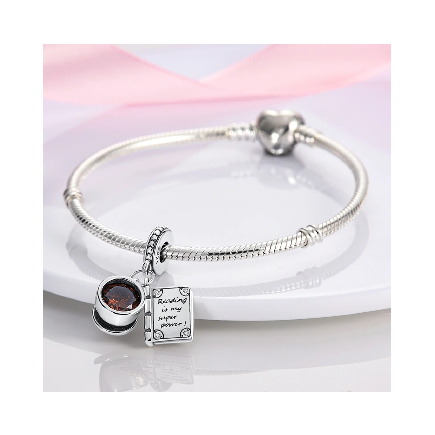 Charm Taza De Café Y Libro En Plata 925 Silver Heart-2