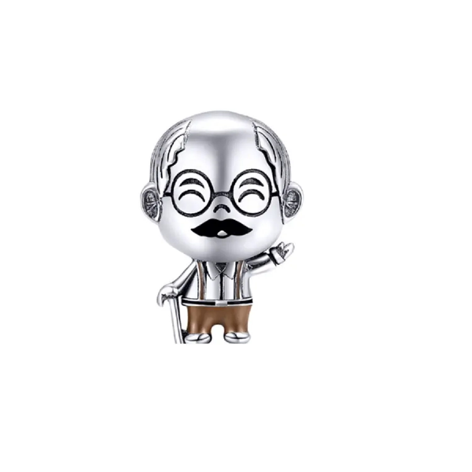 Charm Abuelo Sonriente Con Bastón En Plata 925 Silver Heart-0