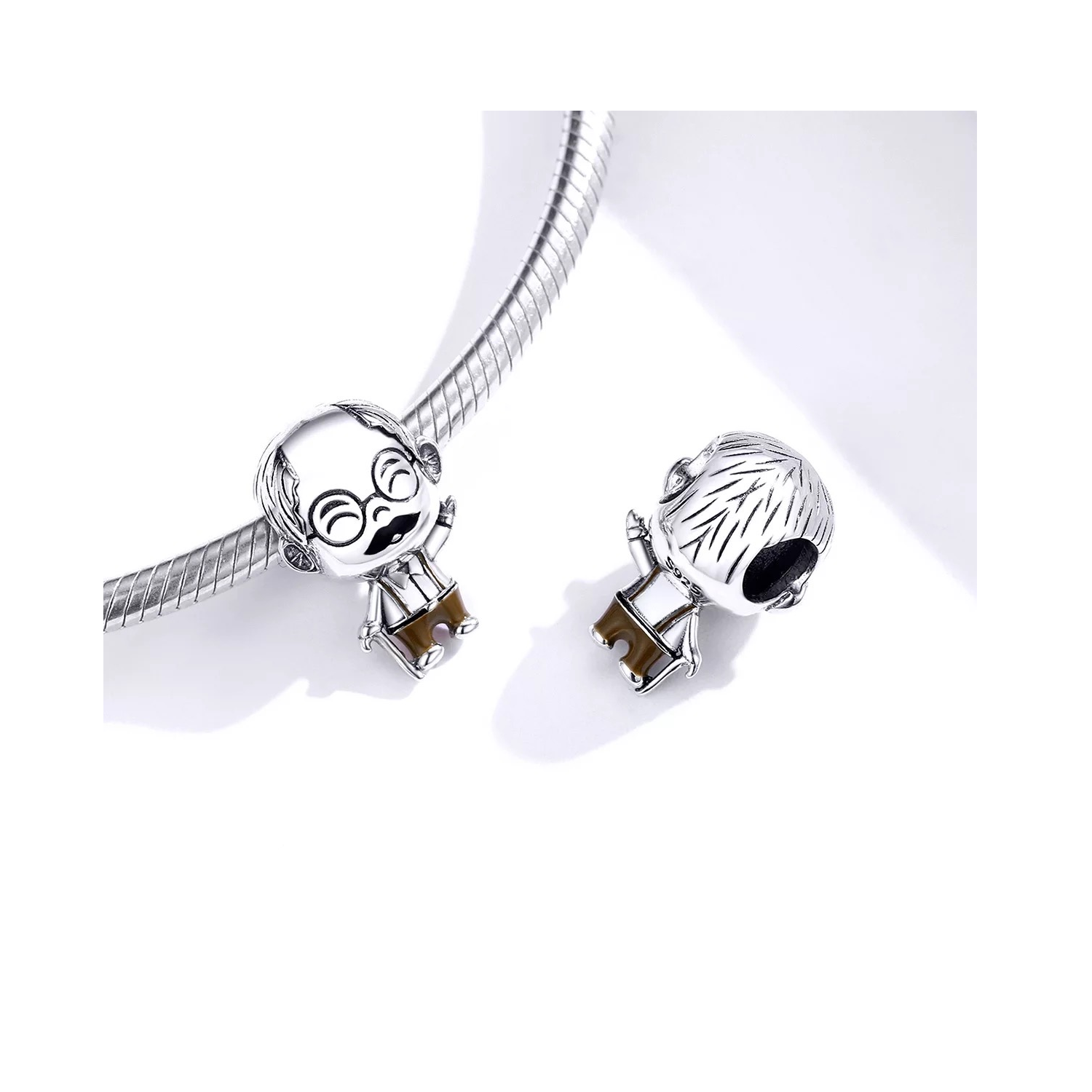 Charm Abuelo Sonriente Con Bastón En Plata 925 Silver Heart-1