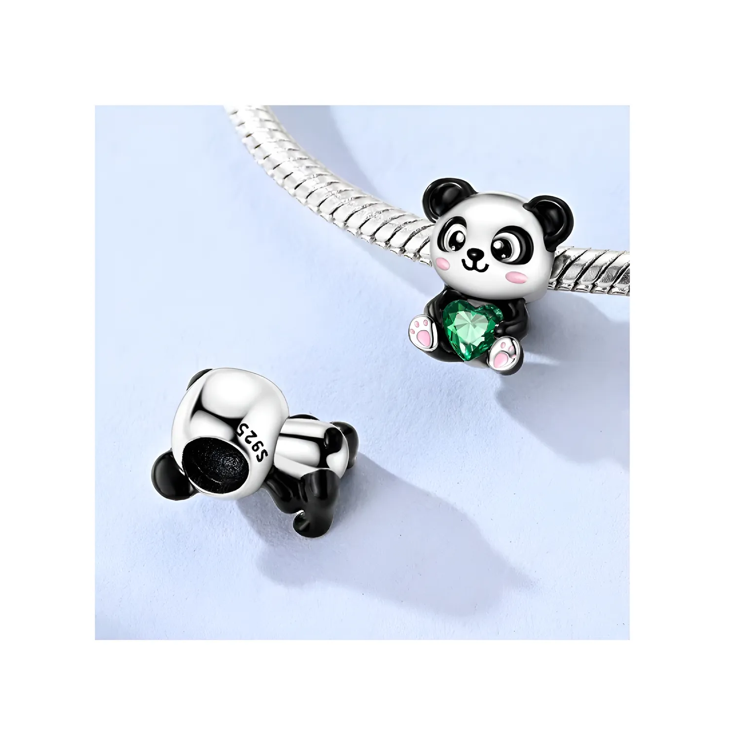 Charm Oso Panda en Plata Fina 925 SILVER HEART-1