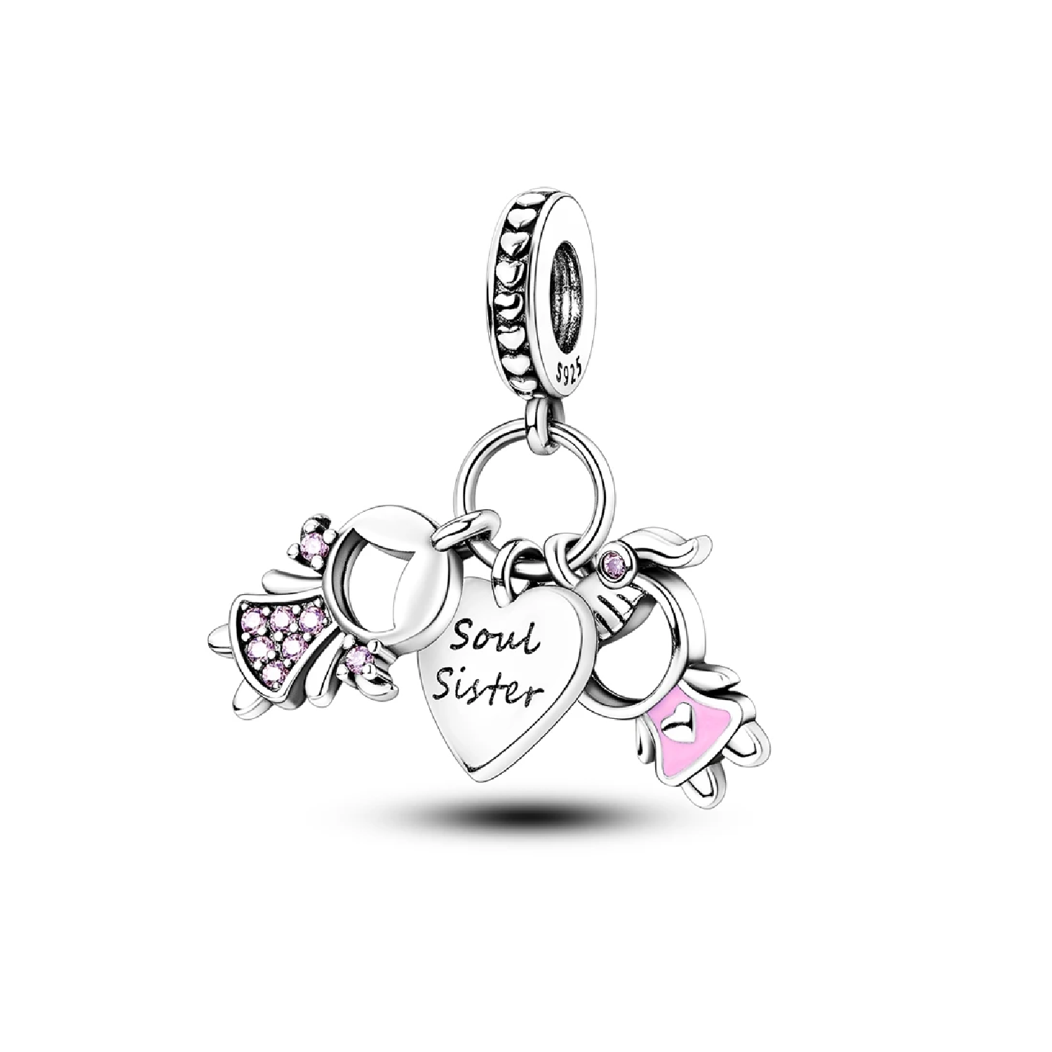 Charm Hermanas Soul Sister en Plata 925 Silver Heart-0