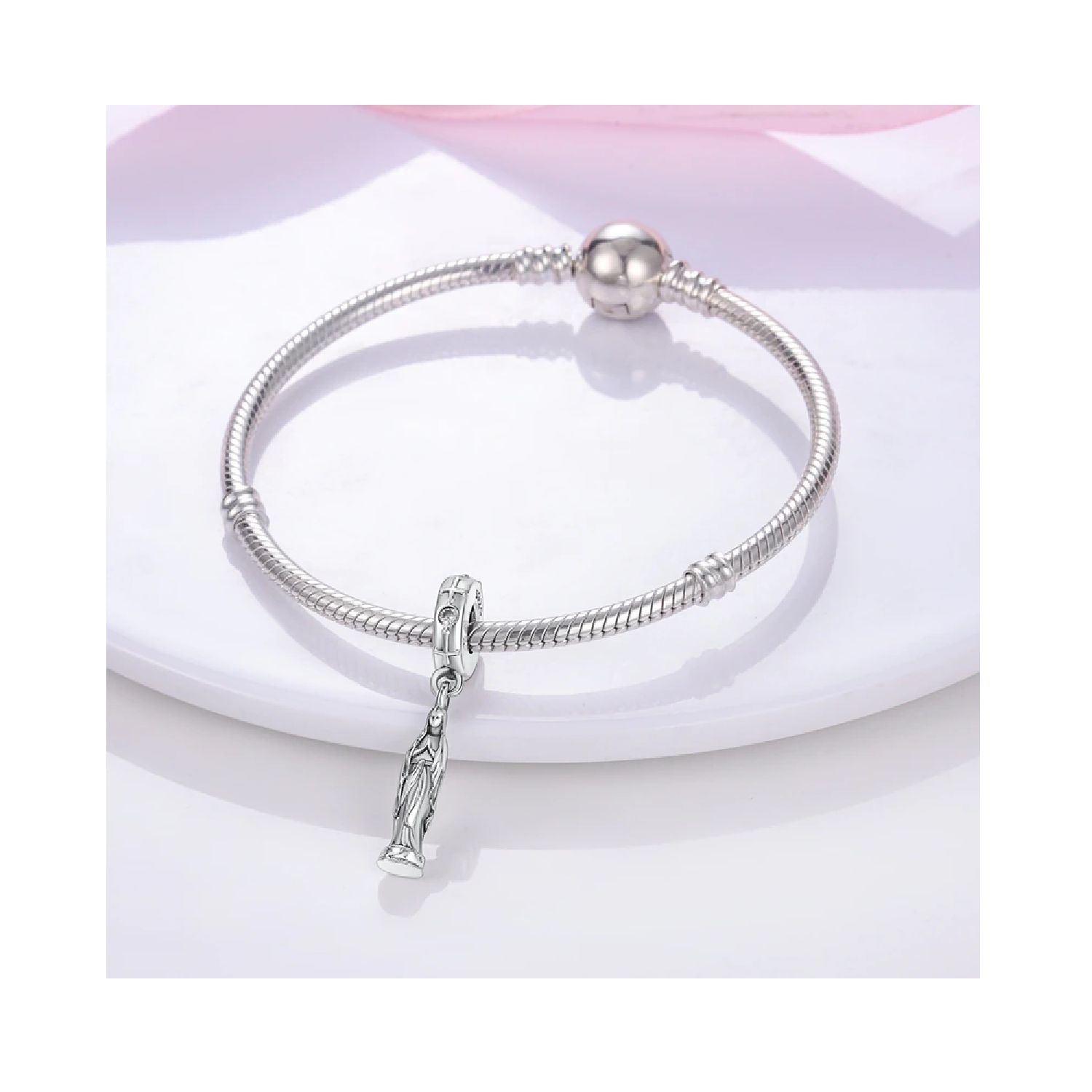 Charm Virgen Majestuosa En Plata 925 Silver Heart-2