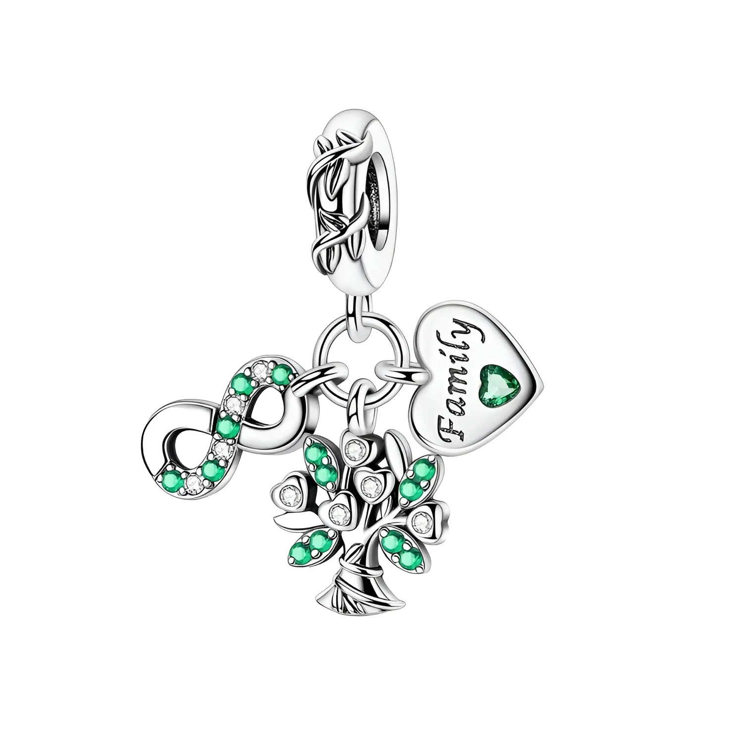 Charm Árbol De Vida Circones Verdes Plata 925 Silver Heart-0