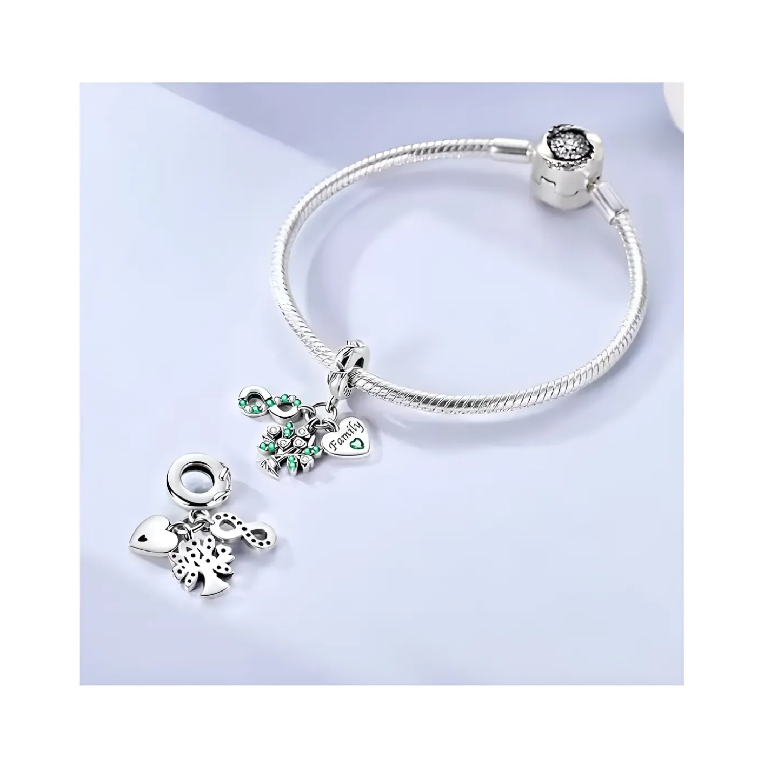 Charm Árbol De Vida Circones Verdes Plata 925 Silver Heart-2