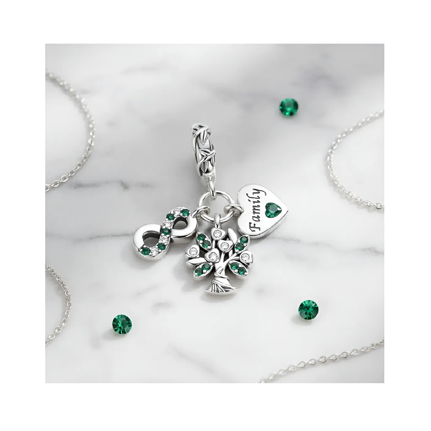 Charm Árbol De Vida Circones Verdes Plata 925 Silver Heart-3