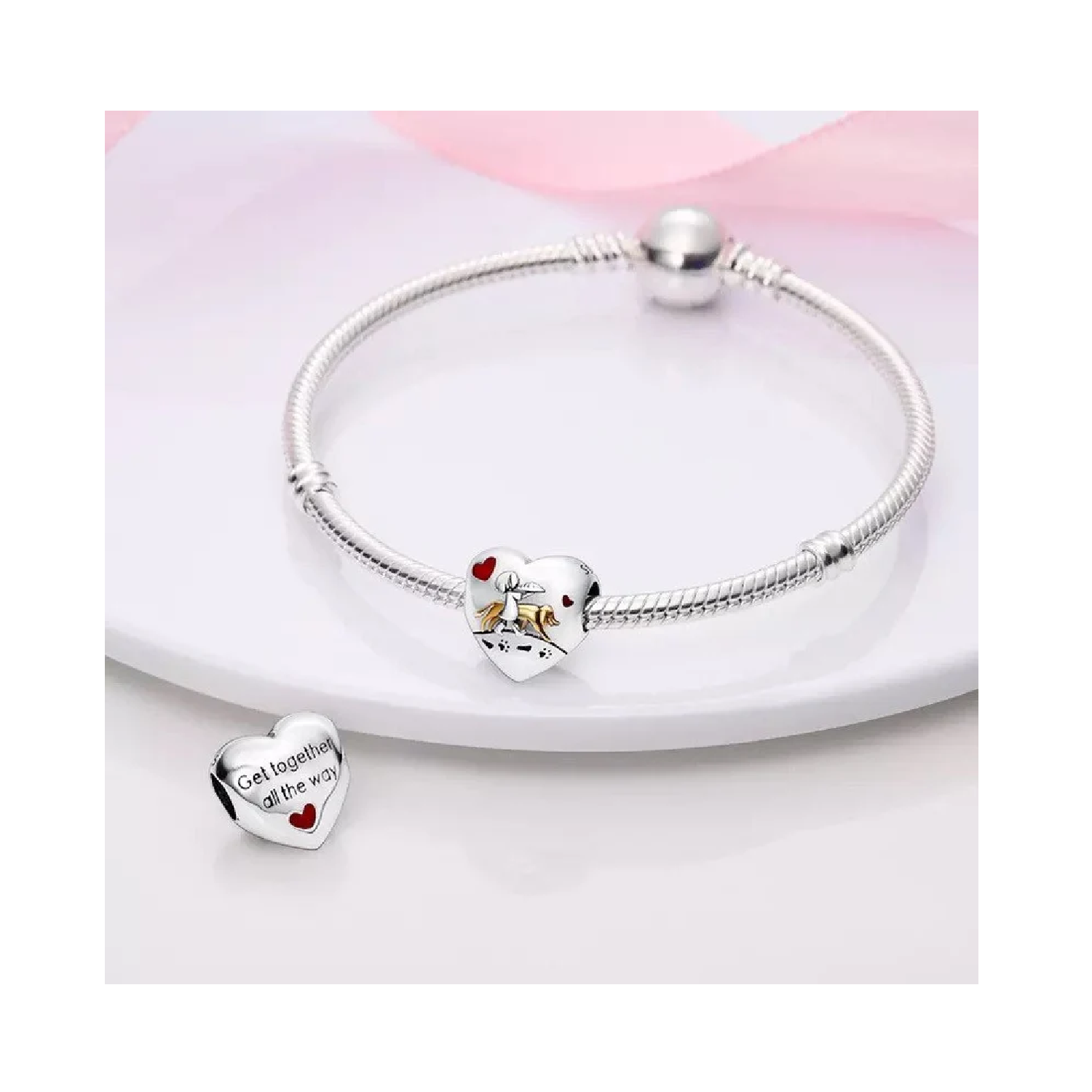 Charm Corazón Amistad Canina En Plata 925 Silver Heart-2