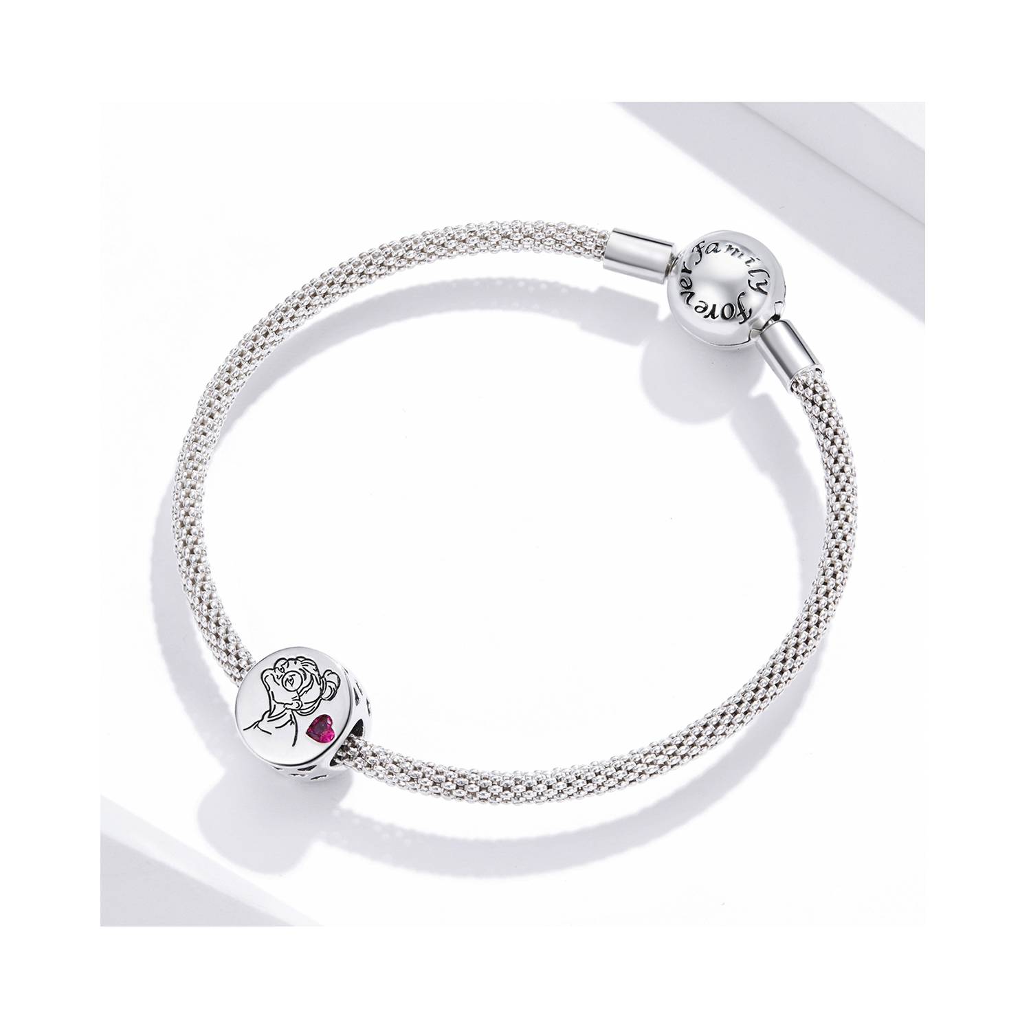 Charm Amor A Abuela Y Corazón Rosa En Plata 925 Silver Heart-3