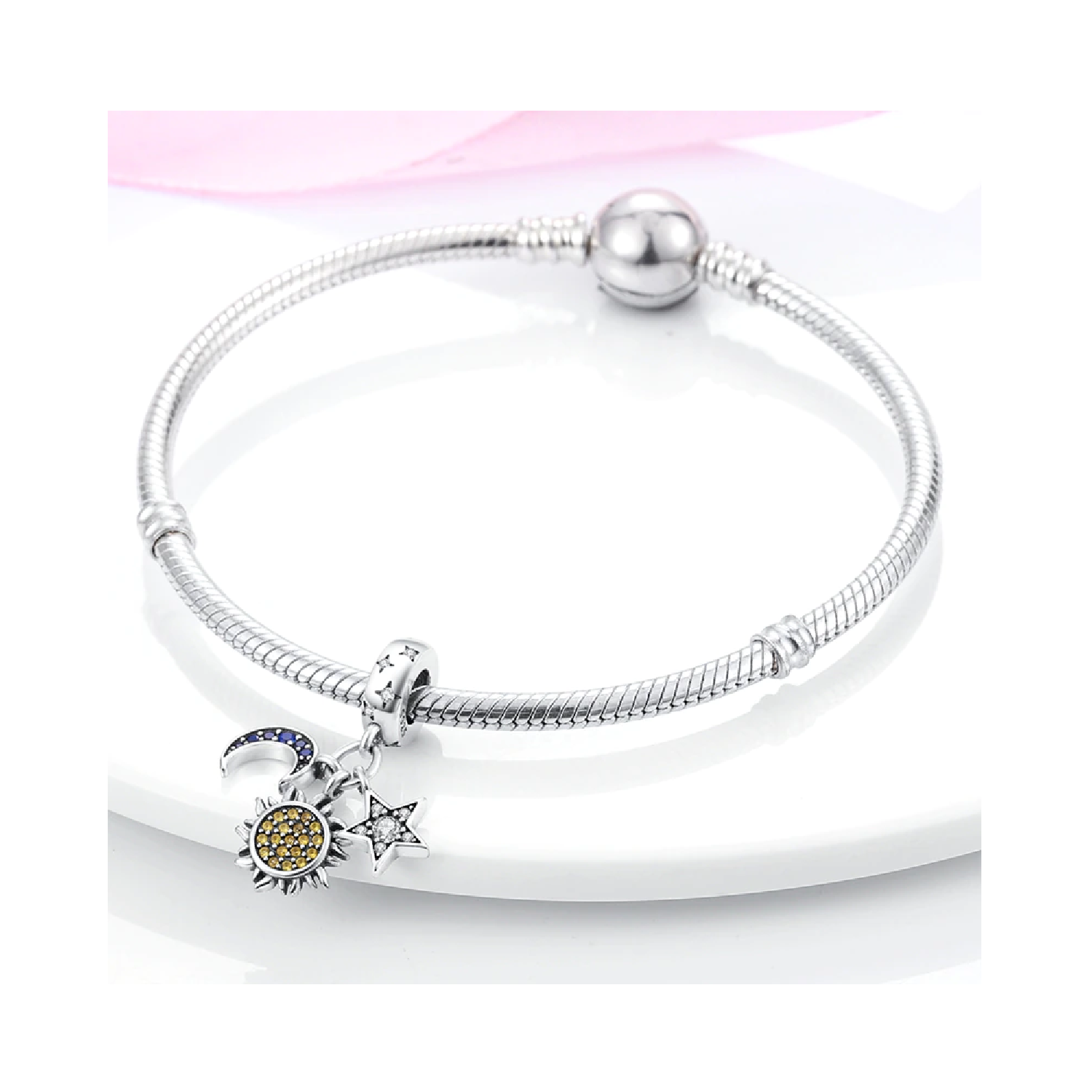 Charm Triple Universo Y Circones En Plata 925 Silver Heart-2