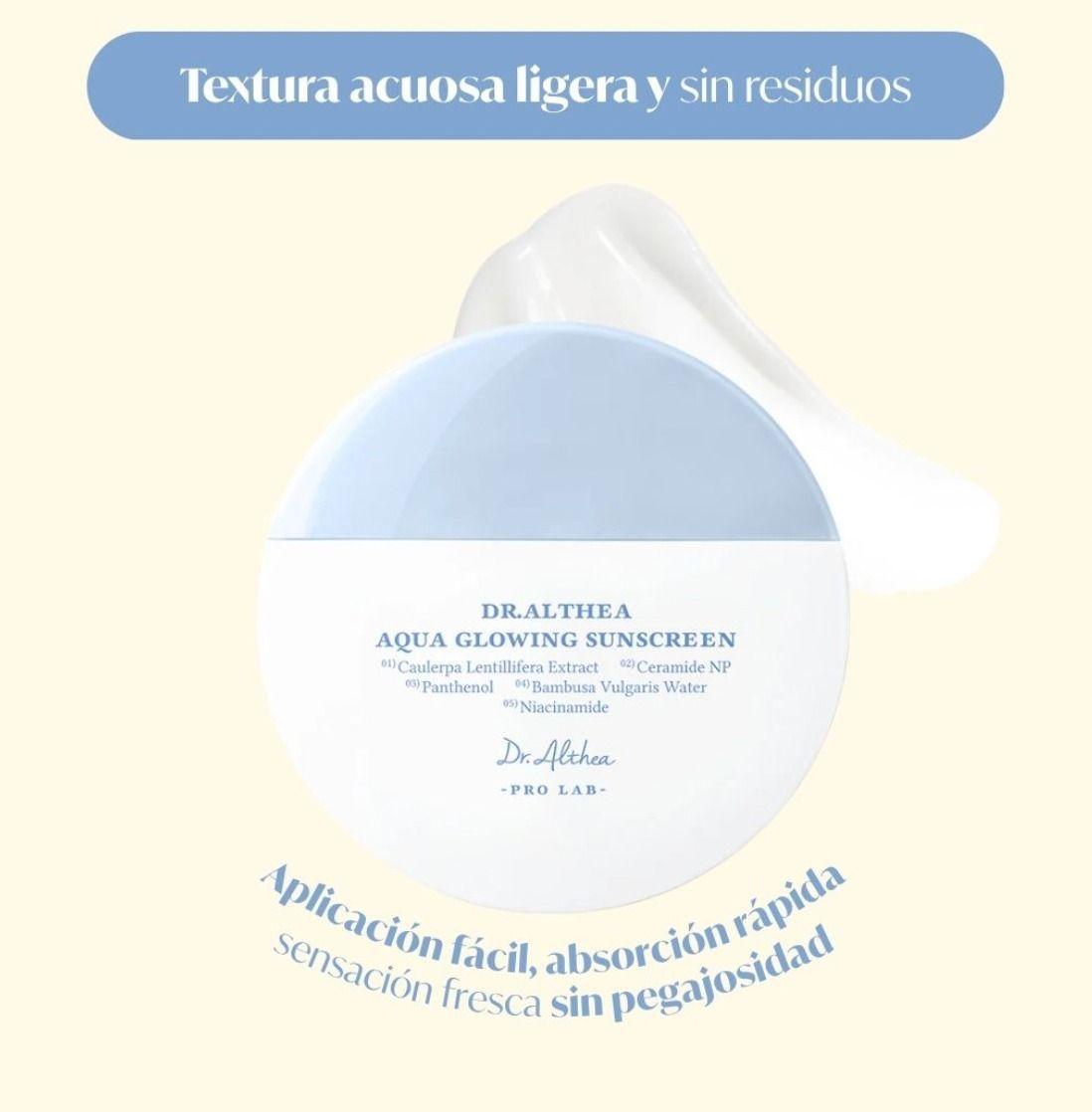 Dr Althea Aqua Glowing Sunscreen Protector Solar Facial Hidratante SPF 50 45 ml-2