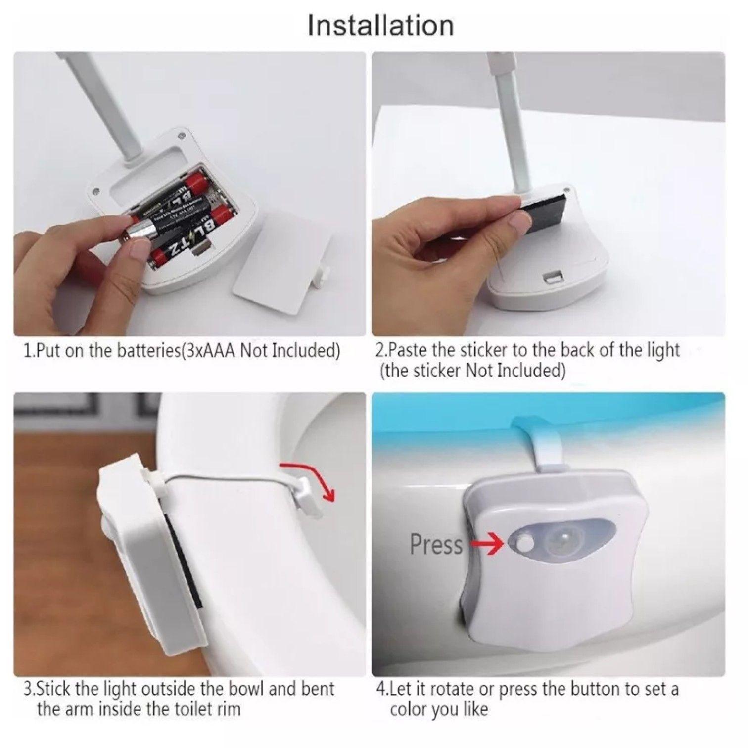 LUZ LED SENSOR DE PRESENCIA INODORO SANITARIO TOILET WC NC54	-3