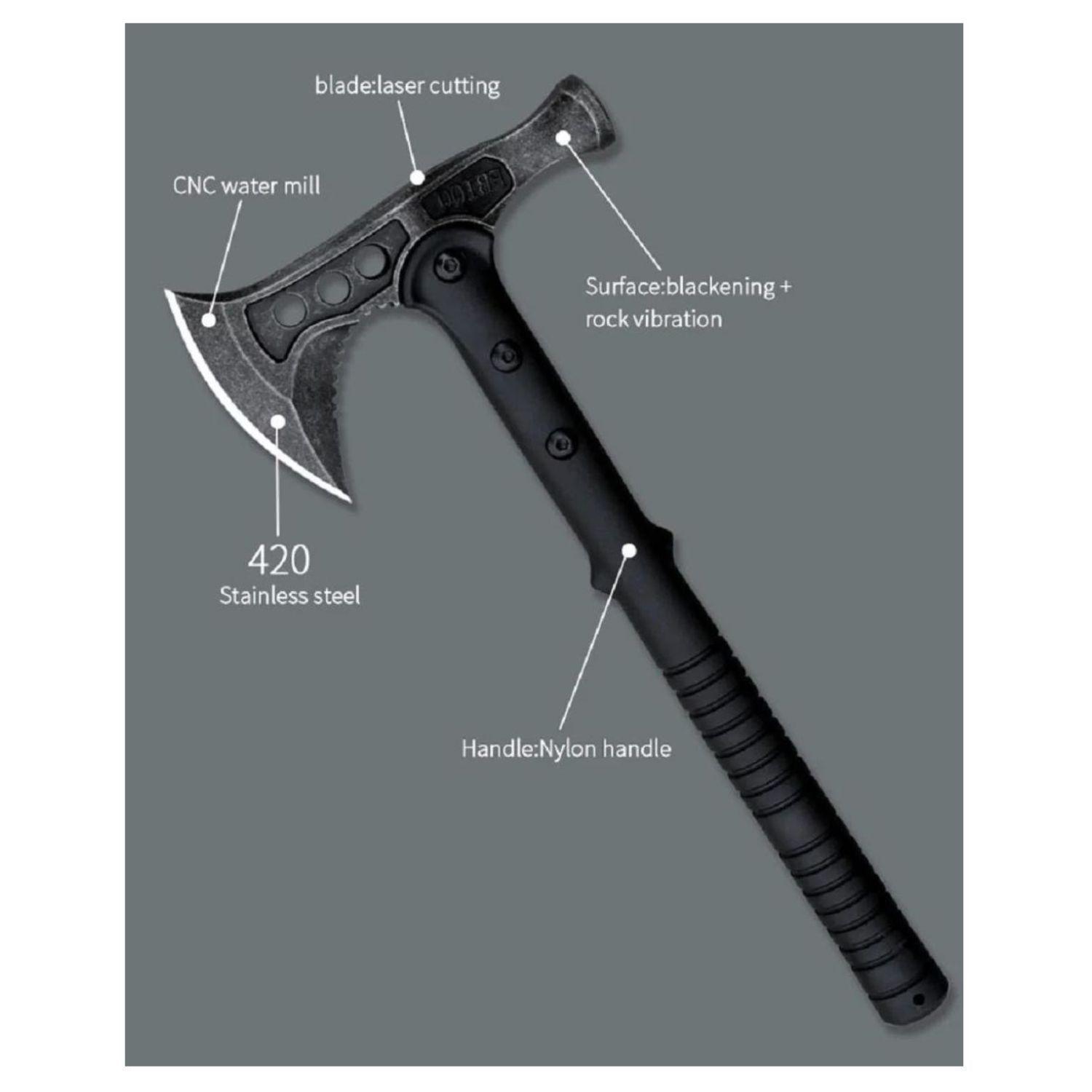  HACHA BACK TOMAHAWK MARTILLO HUIWILL y FUNDA AE39-3