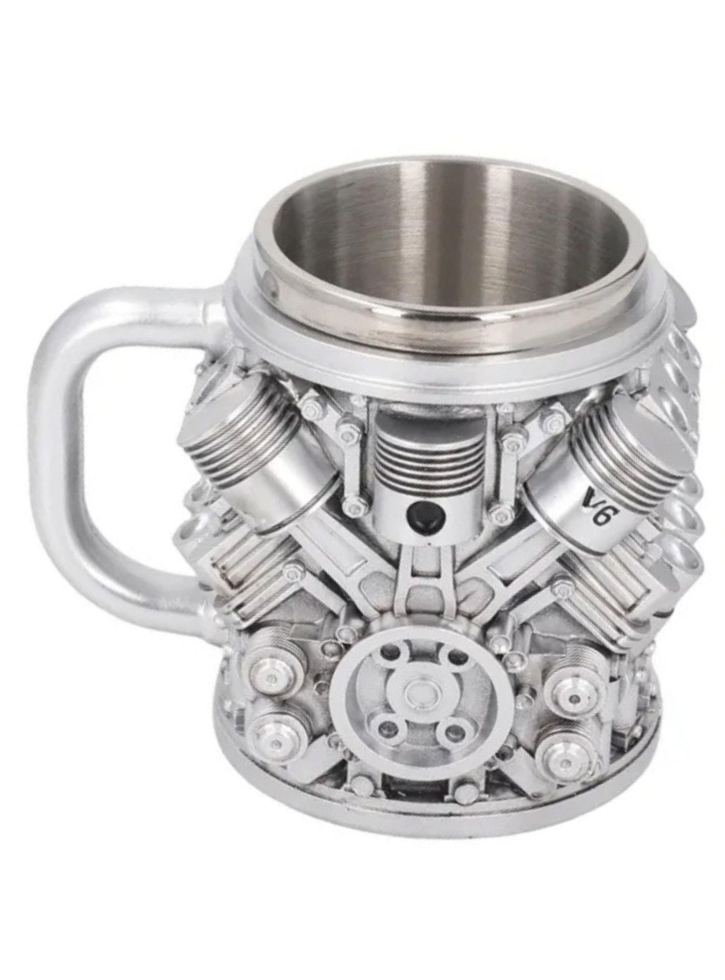 TAZA MOTOR V6 METALICA ACERO INOXIDABLE RESINA ND16-2