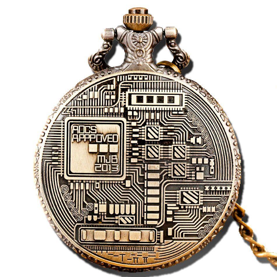 Reloj De Bolsillo BITCOIN Con Cadena Quartz AK58-4