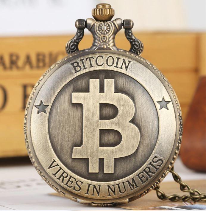 Reloj De Bolsillo BITCOIN Con Cadena Quartz AK58-5